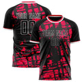 Personalized Black & Red Pattern Soccer Jersey