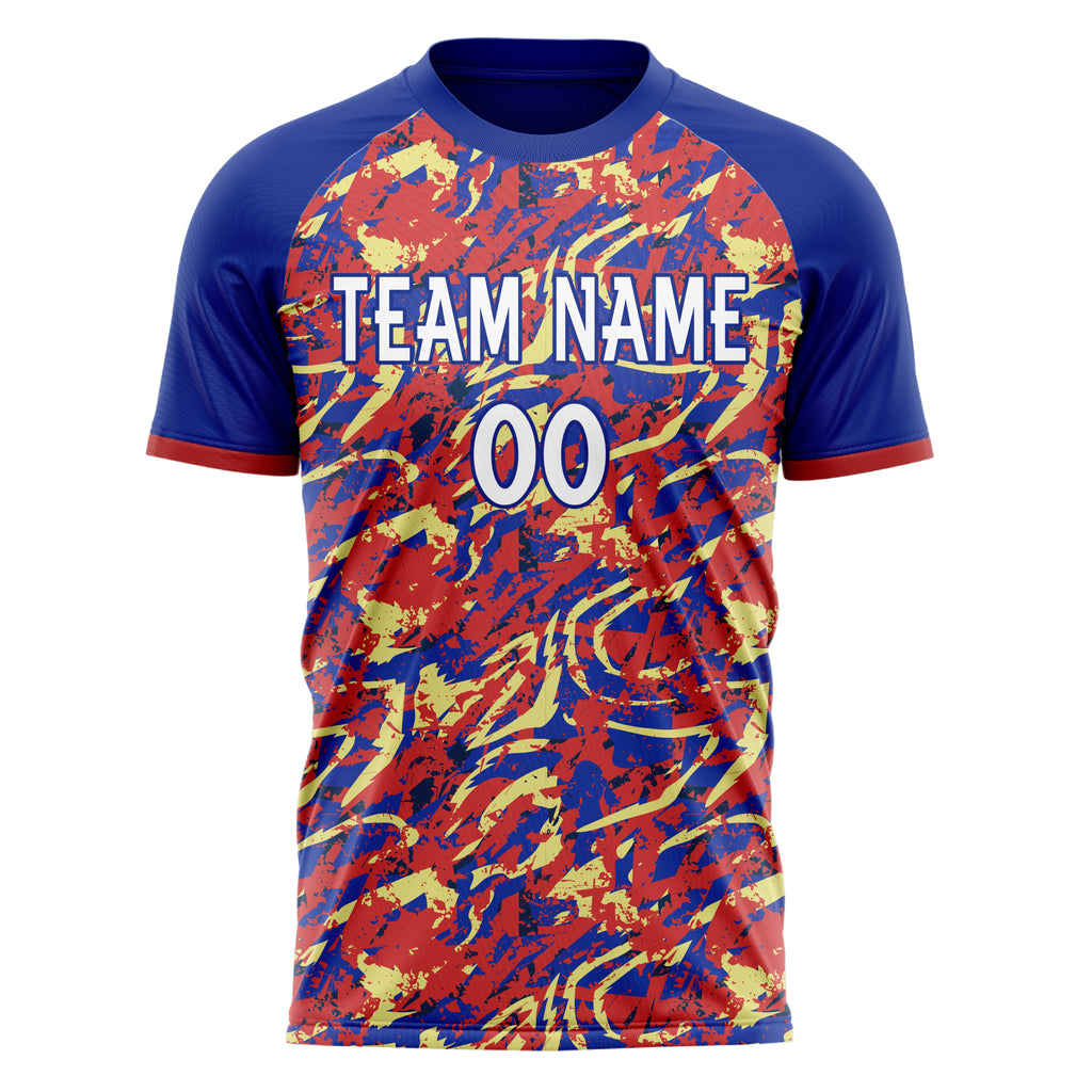 Personalized Royal & Red Pattern Soccer Jersey