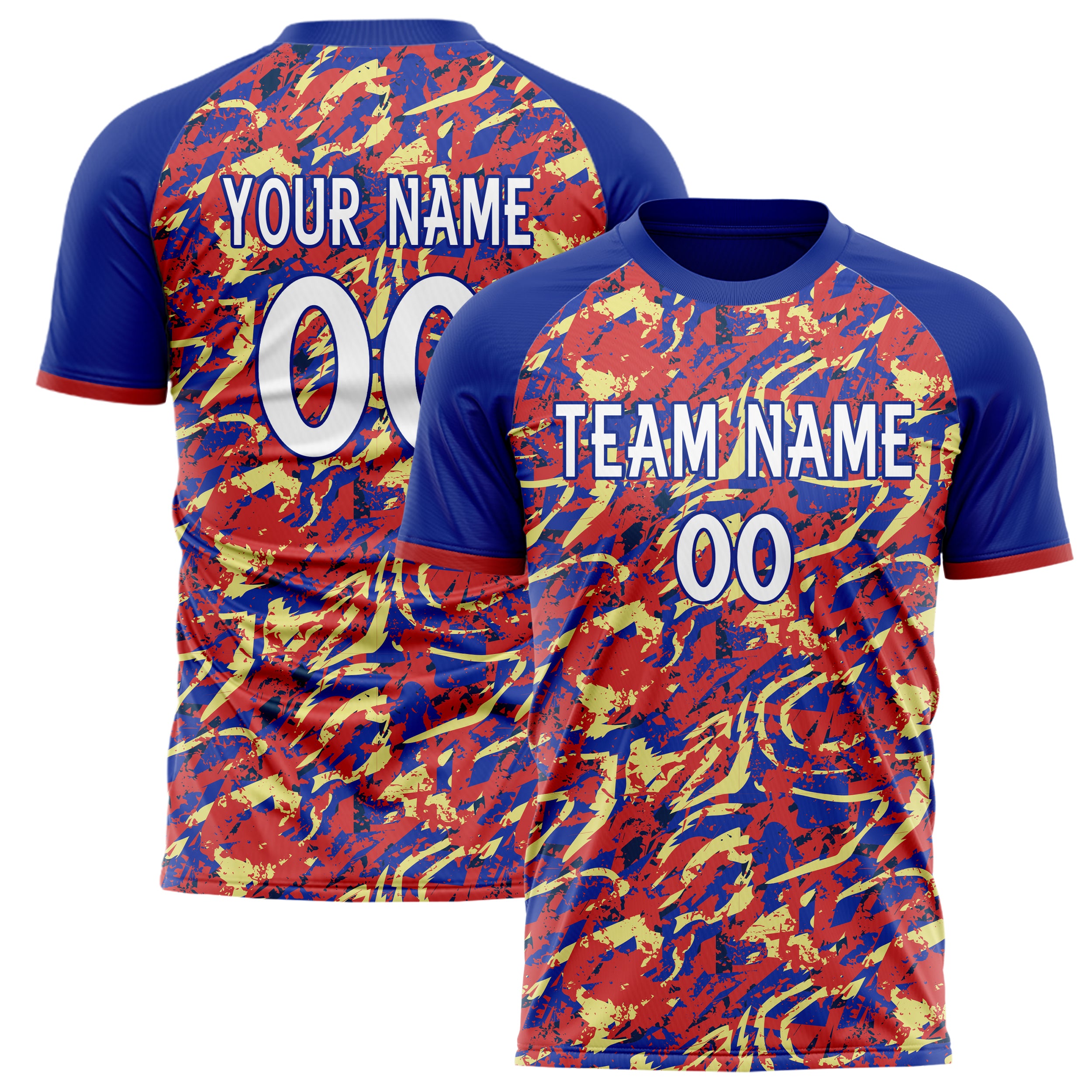 Personalized Royal & Red Pattern Soccer Jersey