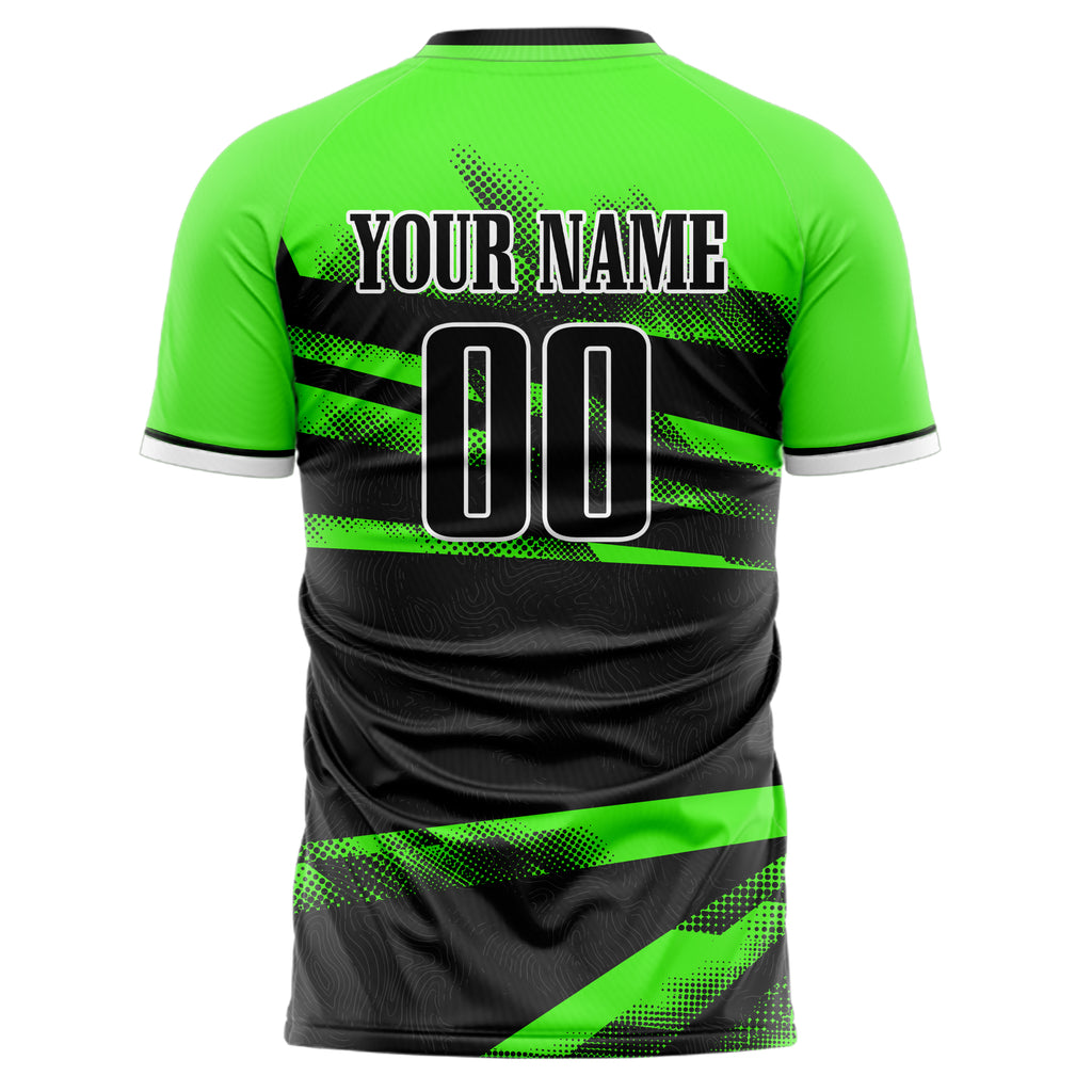 Personalized Black & Neon Green Pattern Soccer Jersey