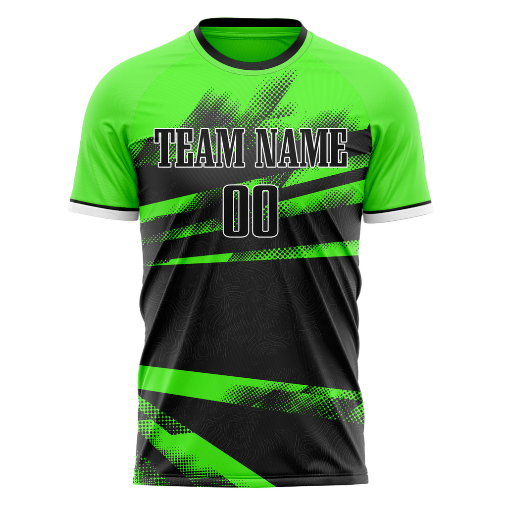 Personalized Black & Neon Green Pattern Soccer Jersey