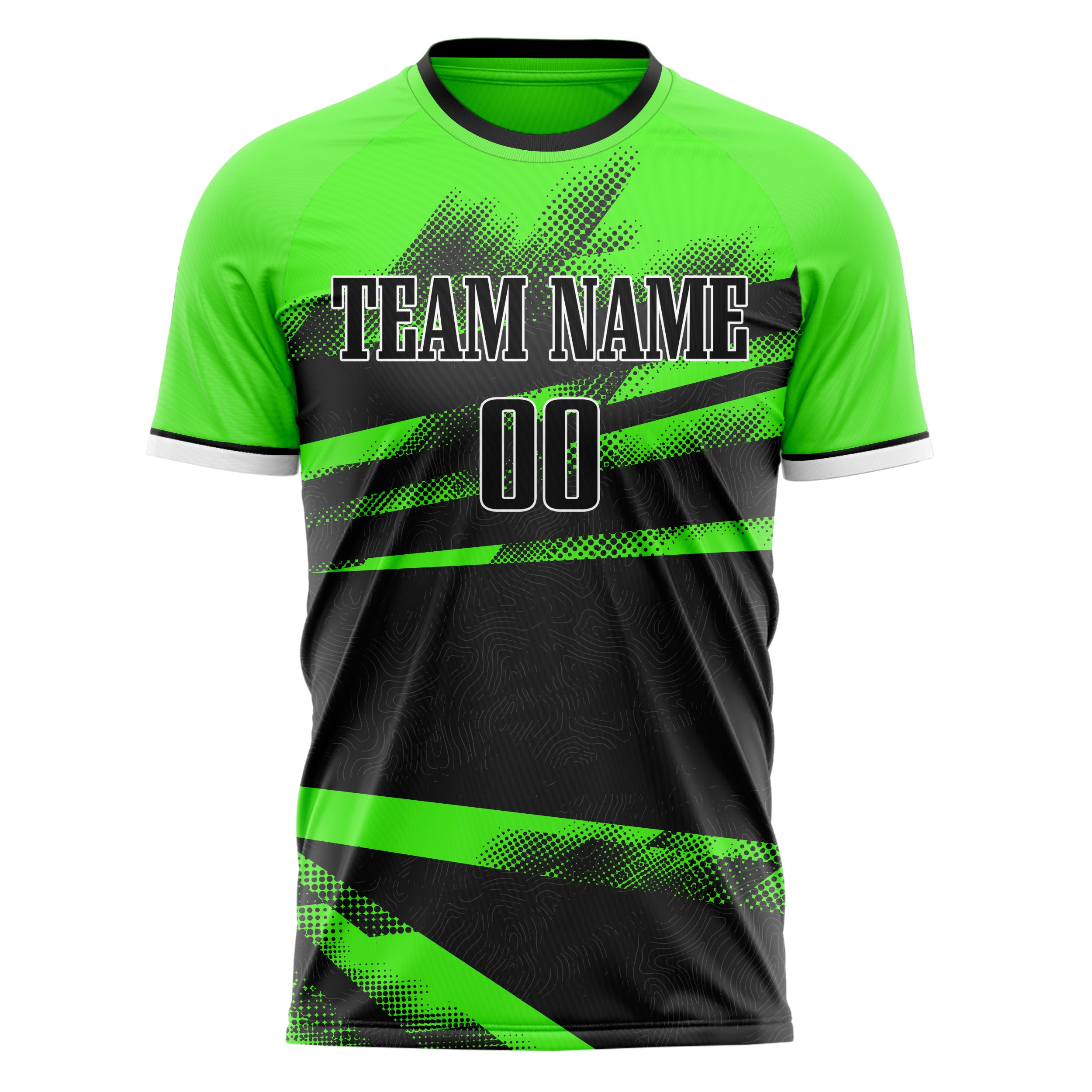 Personalized Black & Neon Green Pattern Soccer Jersey