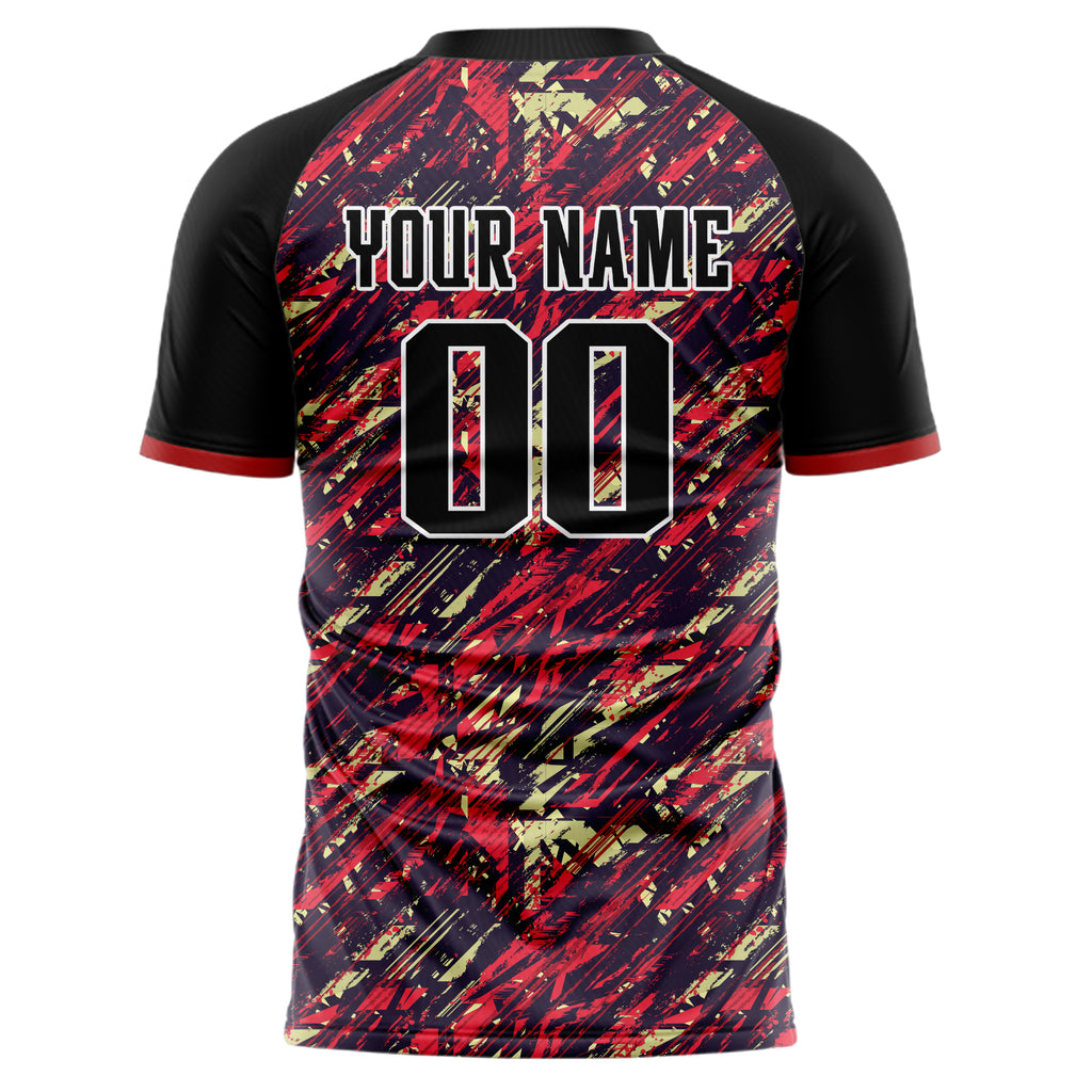 Personalized Black & Red Pattern Soccer Jersey