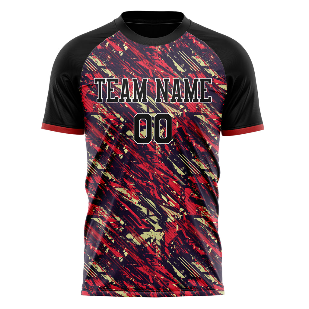 Personalized Black & Red Pattern Soccer Jersey