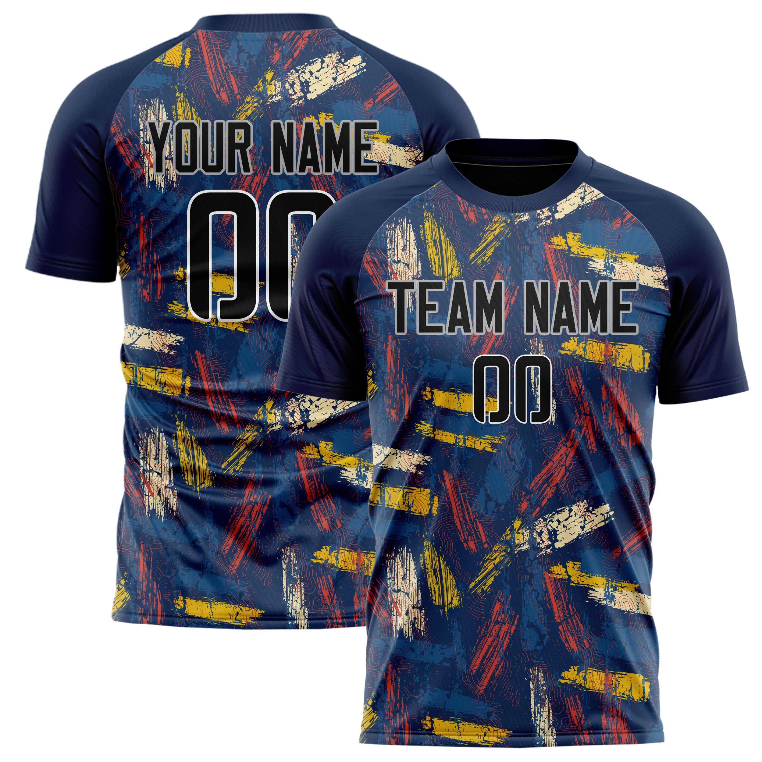 Personalized Navy & Black Pattern Soccer Jersey