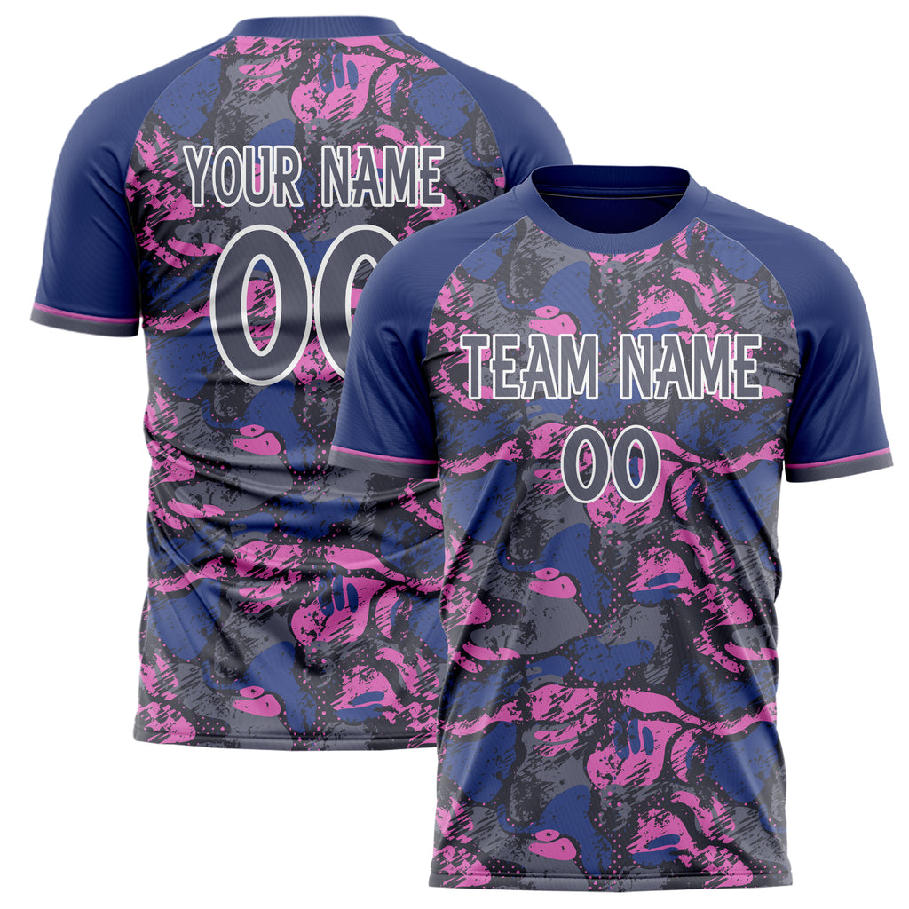 Personalized Navy & Gray Pattern Soccer Jersey