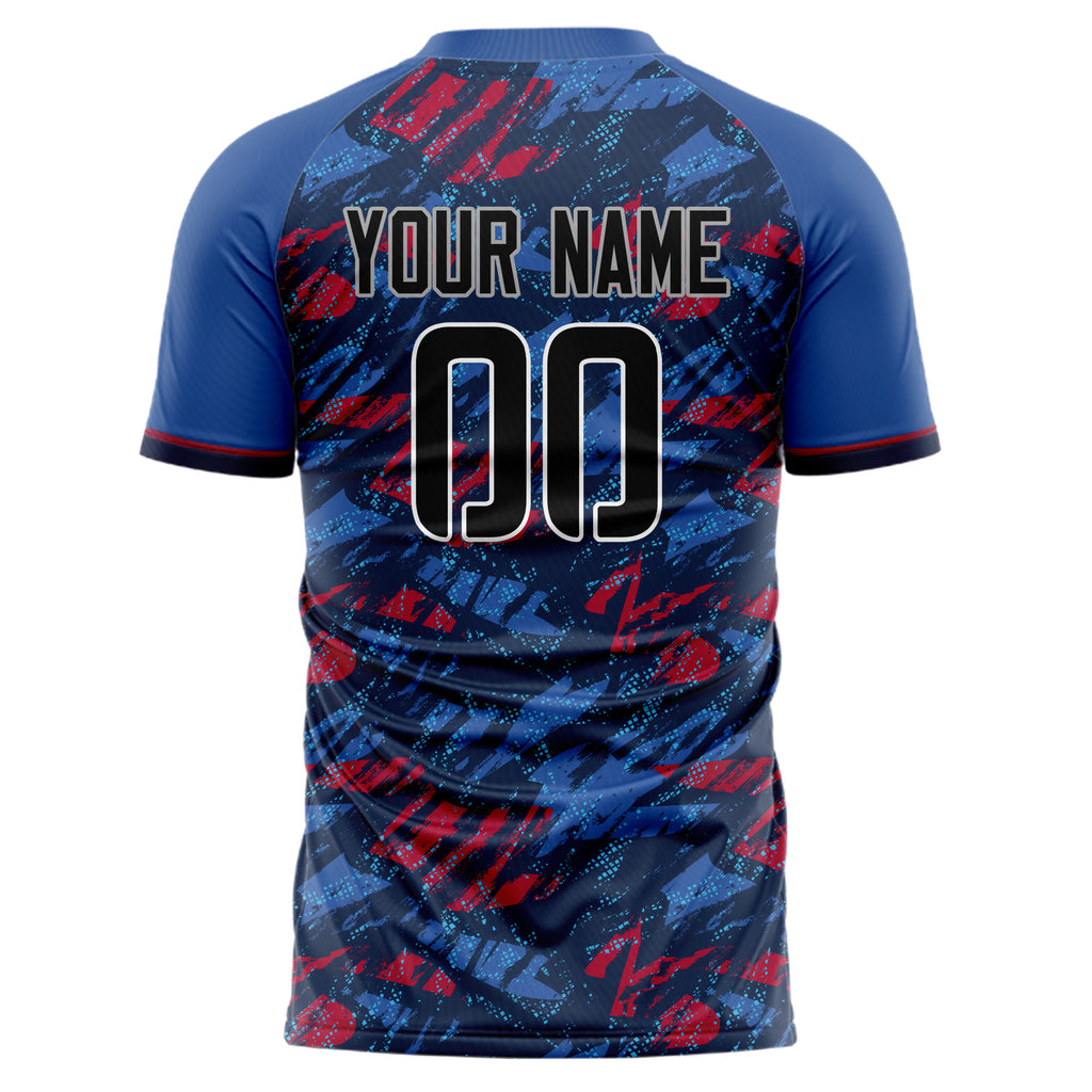 Personalized Navy & Red Pattern Soccer Jersey