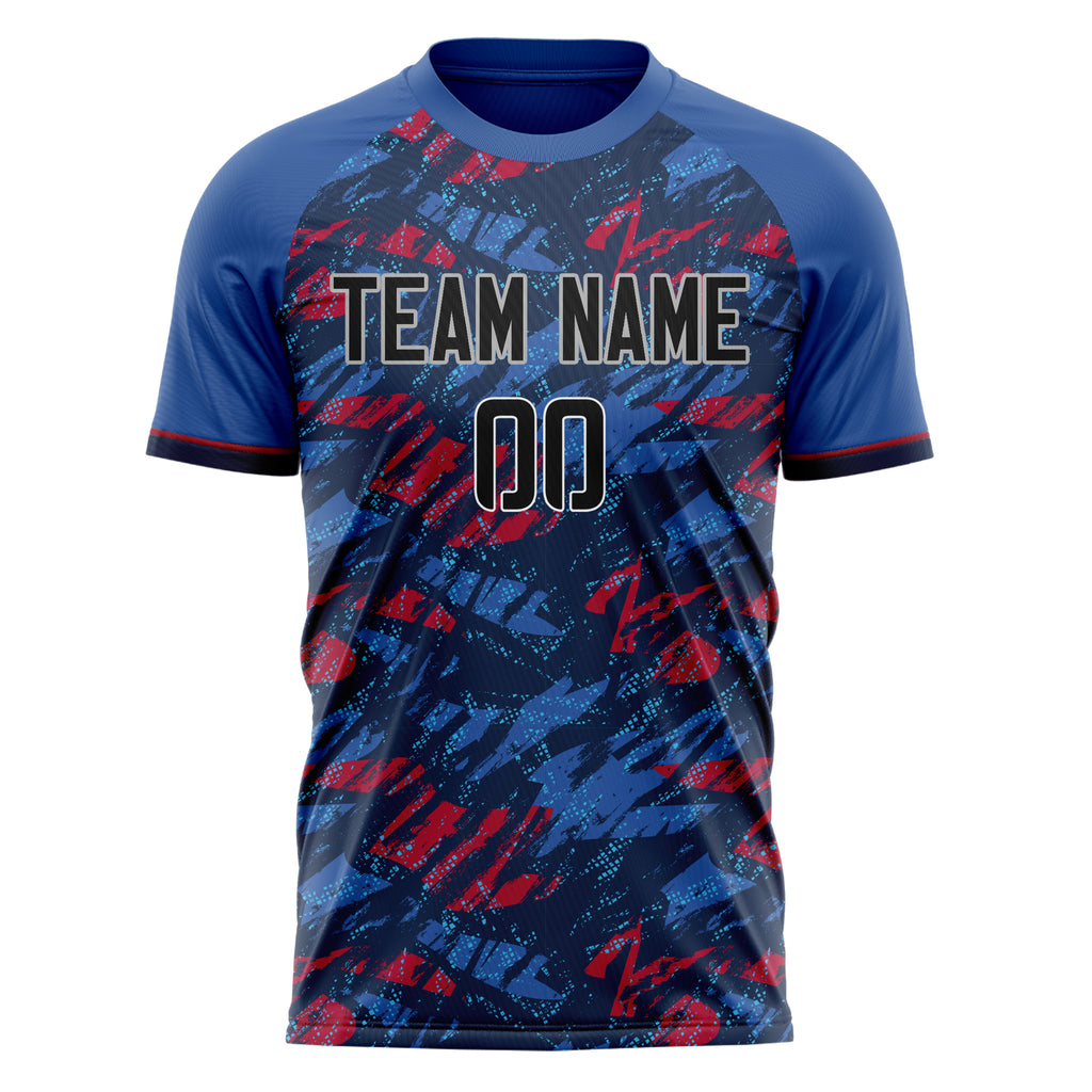 Personalized Navy & Red Pattern Soccer Jersey
