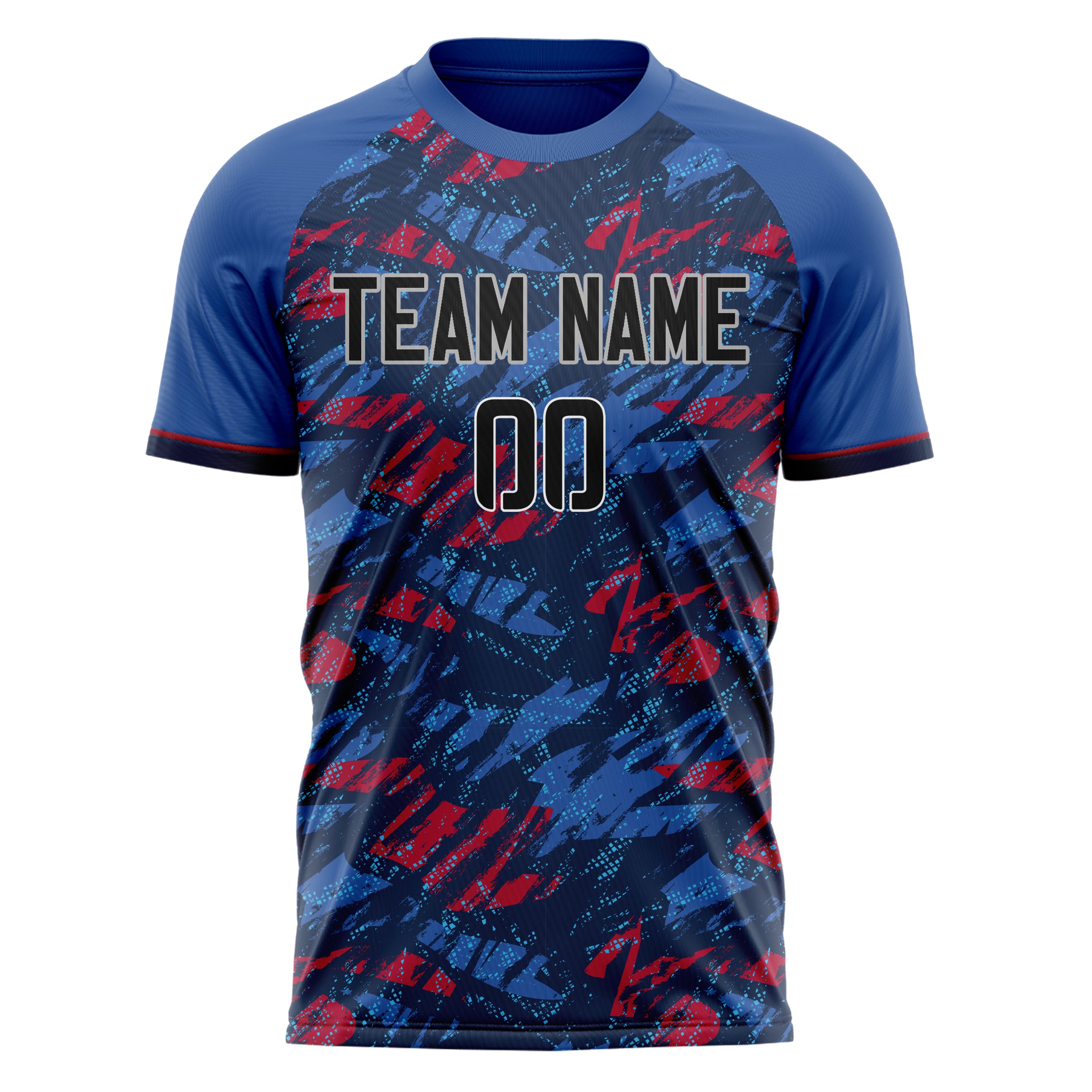 Personalized Navy & Red Pattern Soccer Jersey