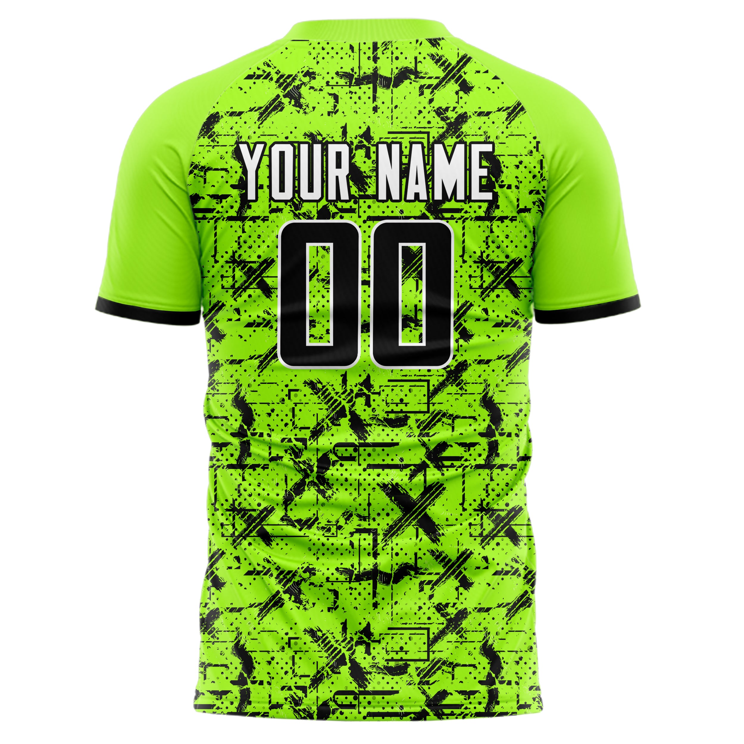 Personalized Neon Green & Black Pattern Soccer Jersey