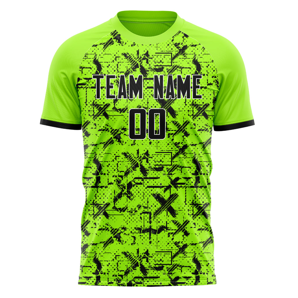 Personalized Neon Green & Black Pattern Soccer Jersey