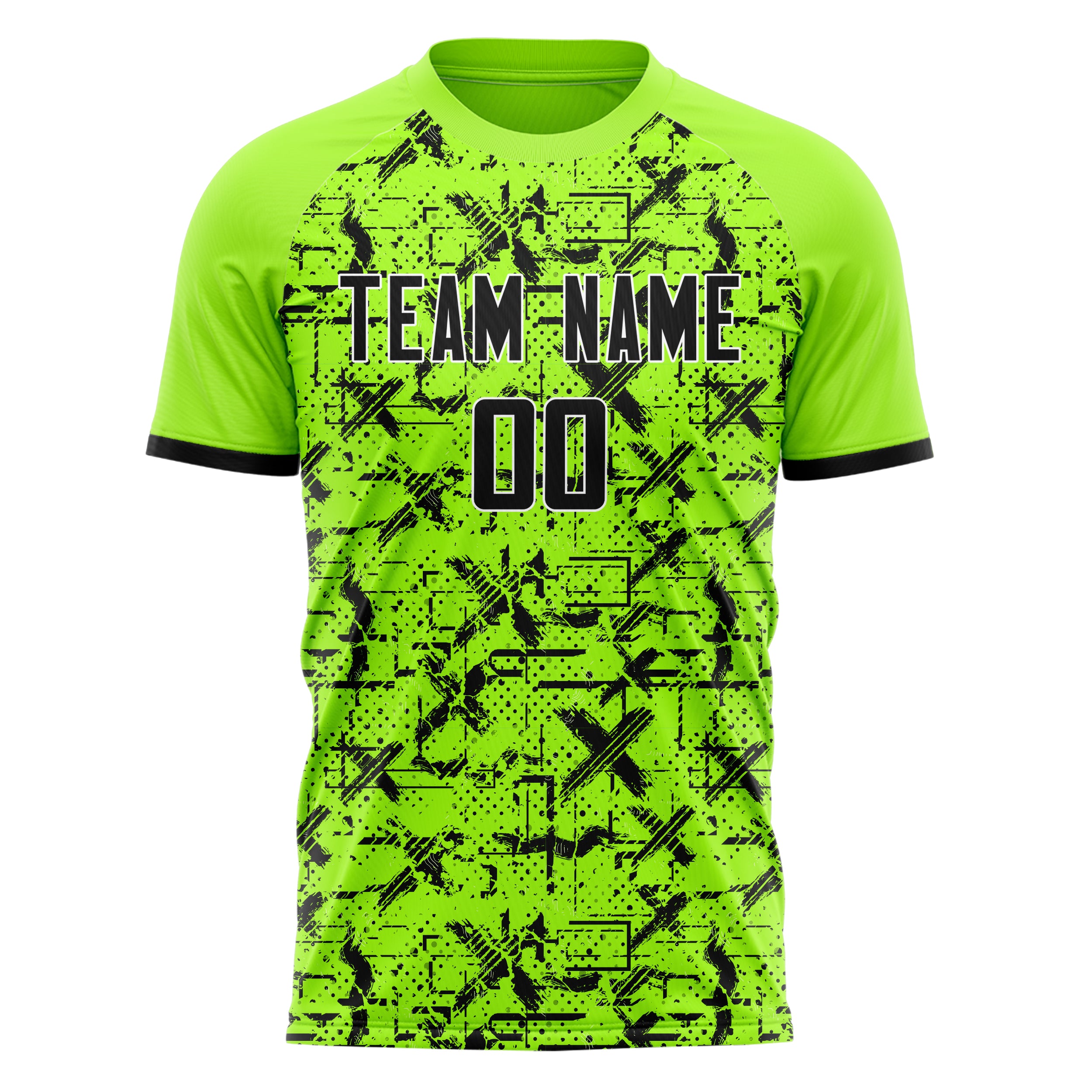 Personalized Neon Green & Black Pattern Soccer Jersey