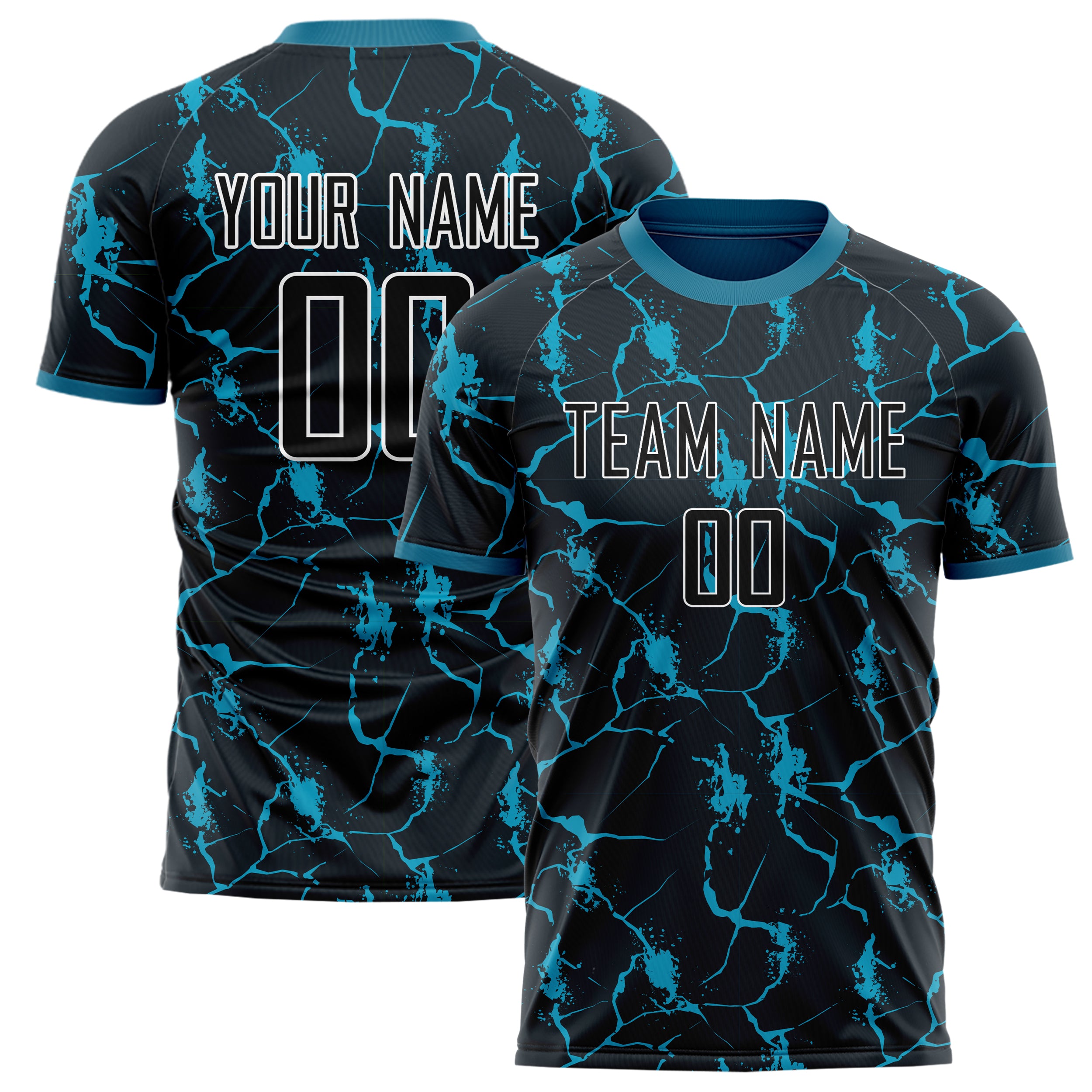 Personalized Black & Blue Pattern Soccer Jersey