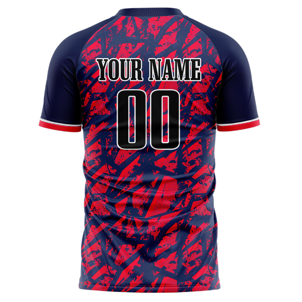 Personalized Navy & Red Pattern Soccer Jersey