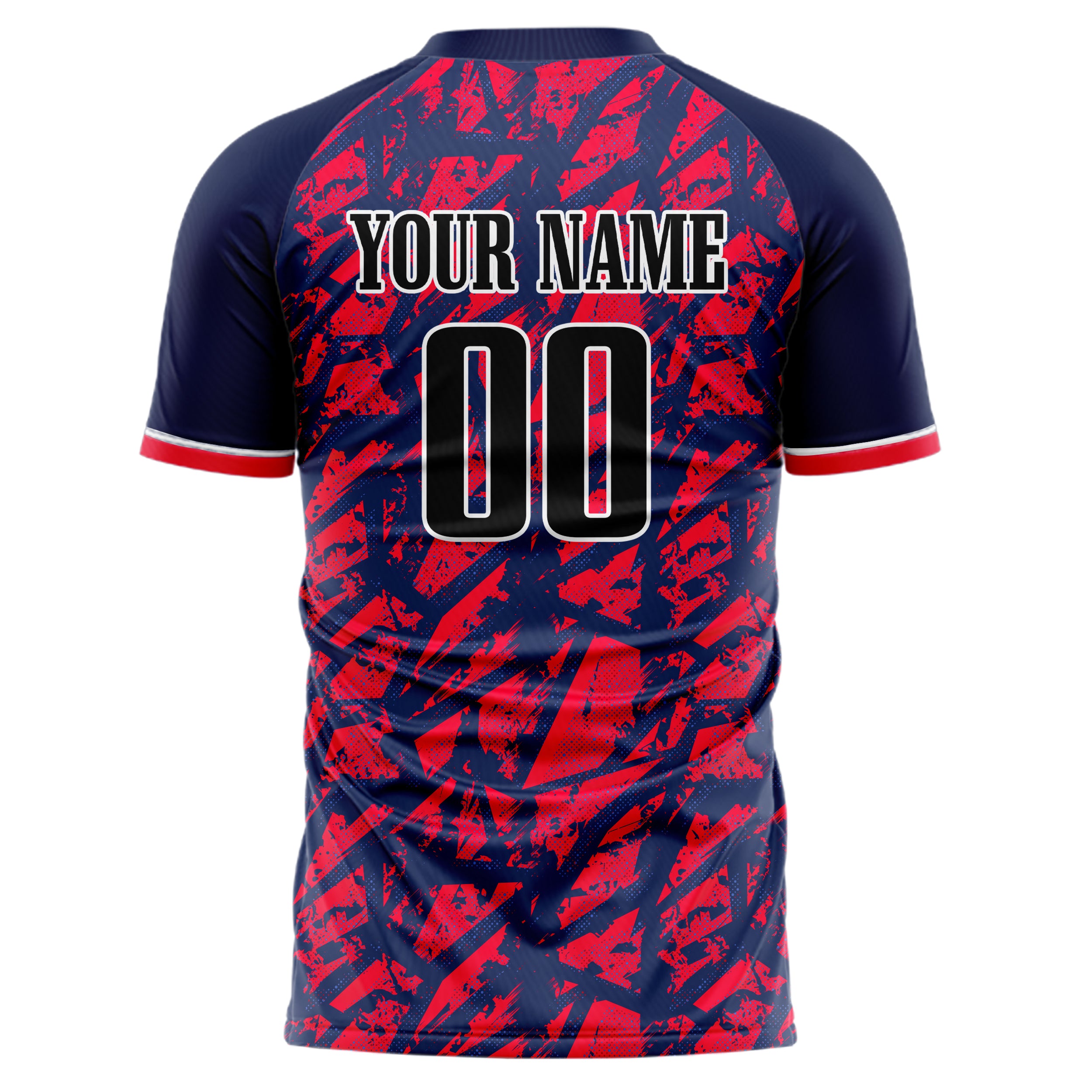 Personalized Navy & Red Pattern Soccer Jersey