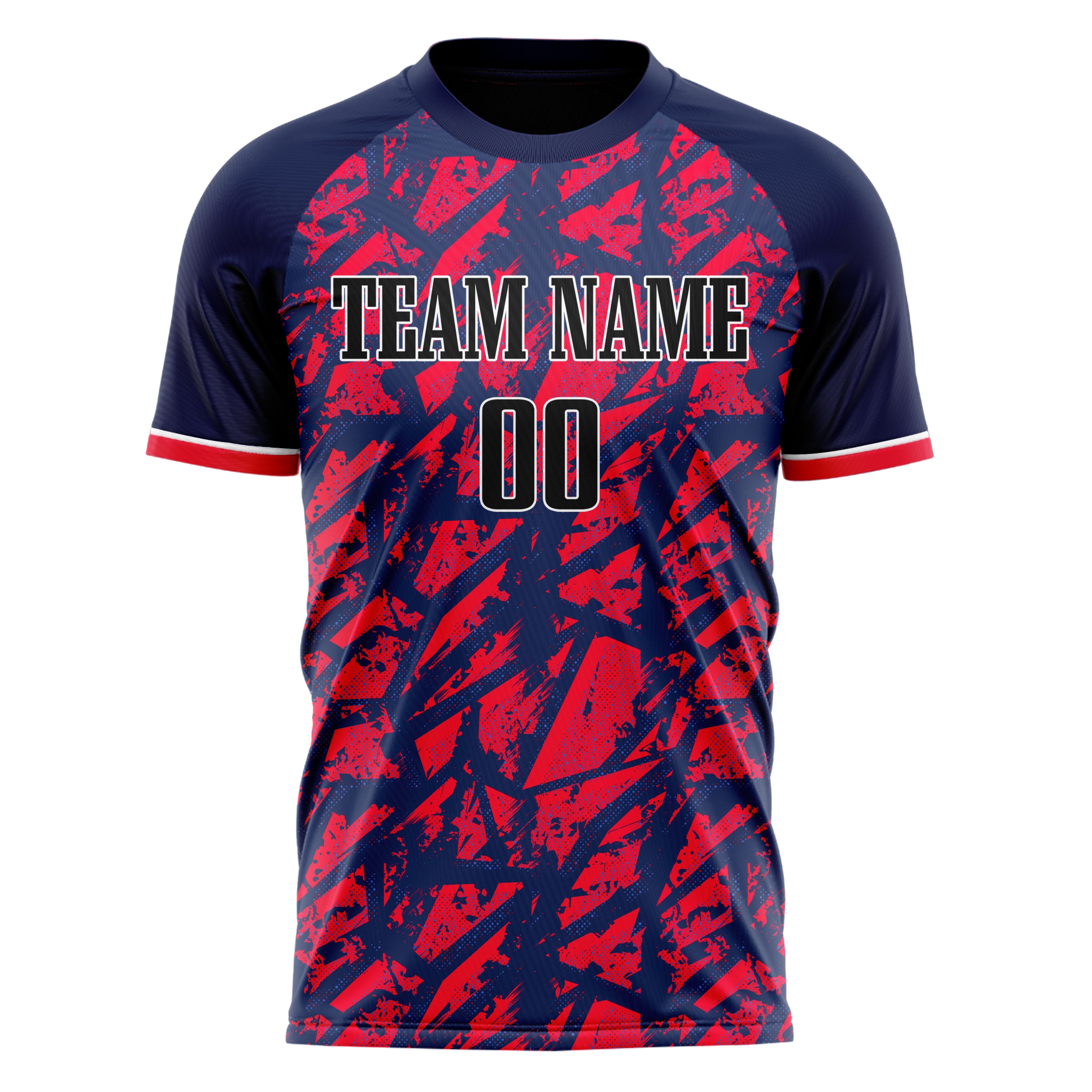 Personalized Navy & Red Pattern Soccer Jersey