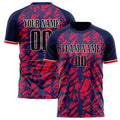 Personalized Navy & Red Pattern Soccer Jersey