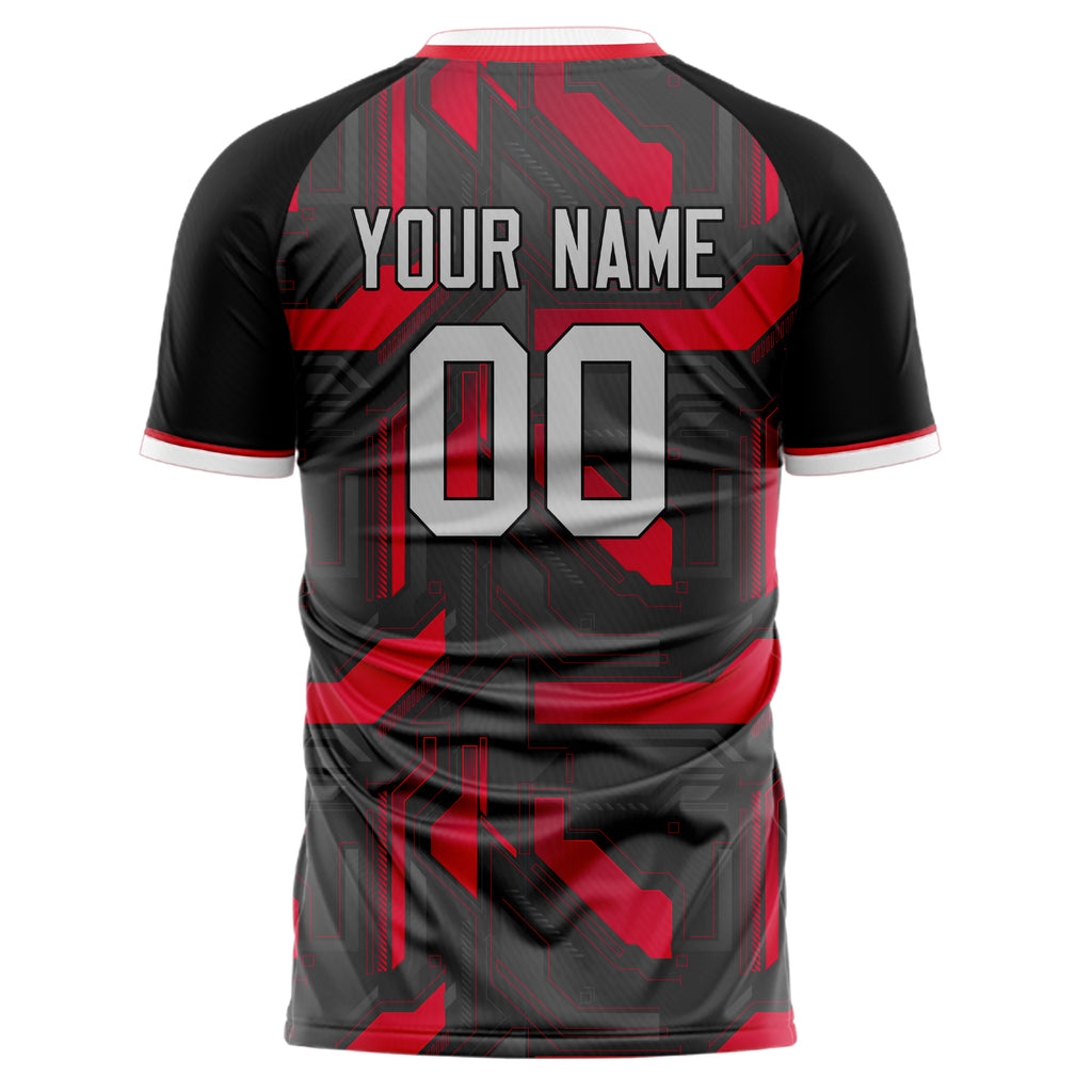 Personalized Gray & Red Pattern Soccer Jersey