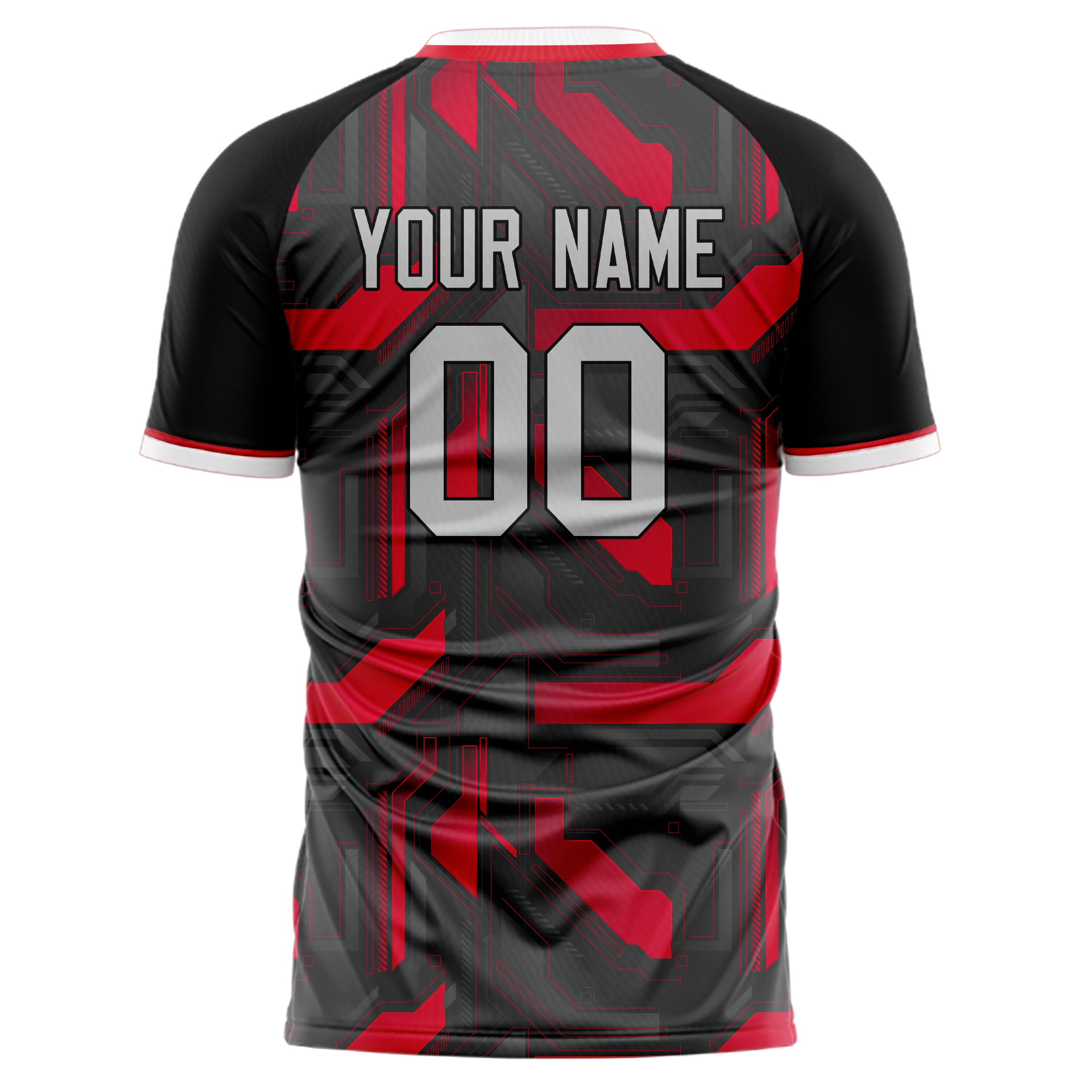 Personalized Gray & Red Pattern Soccer Jersey