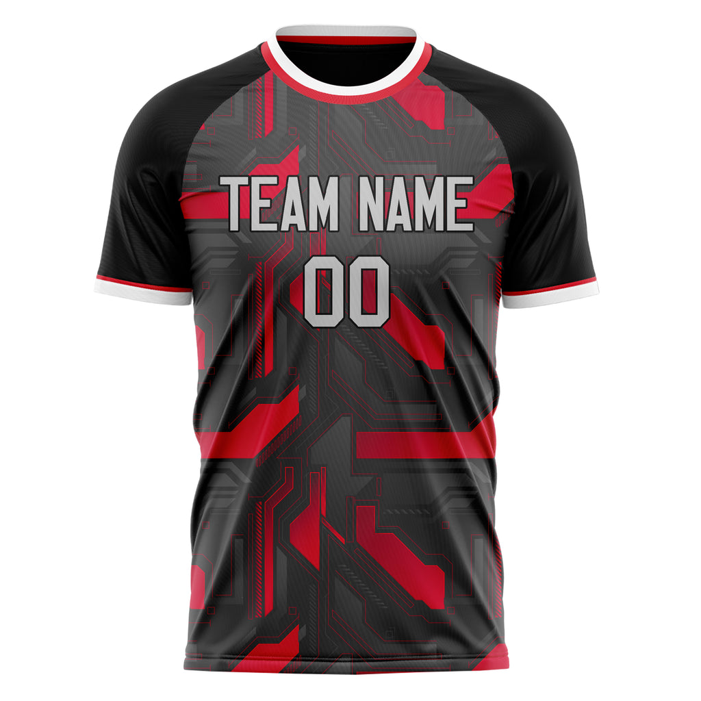 Personalized Gray & Red Pattern Soccer Jersey