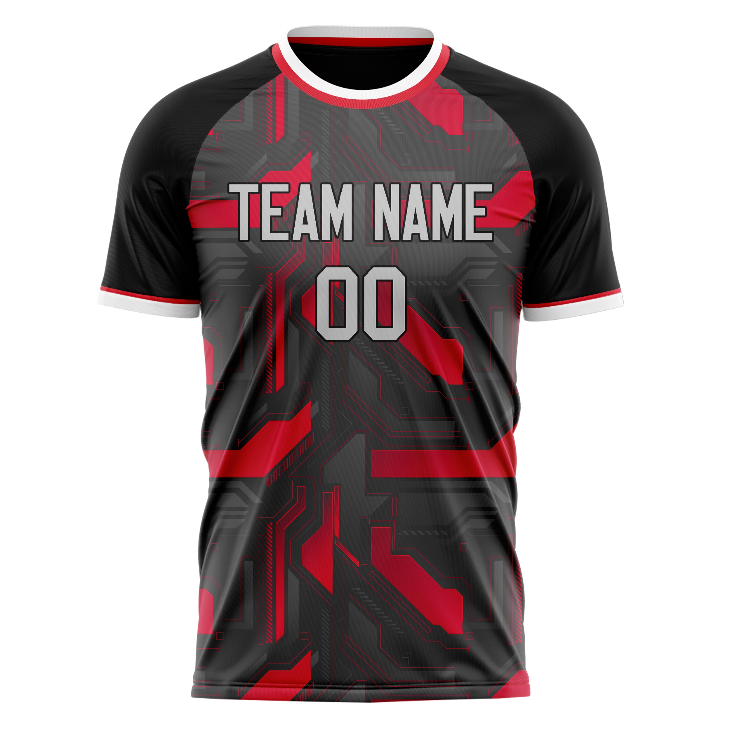 Personalized Gray & Red Pattern Soccer Jersey