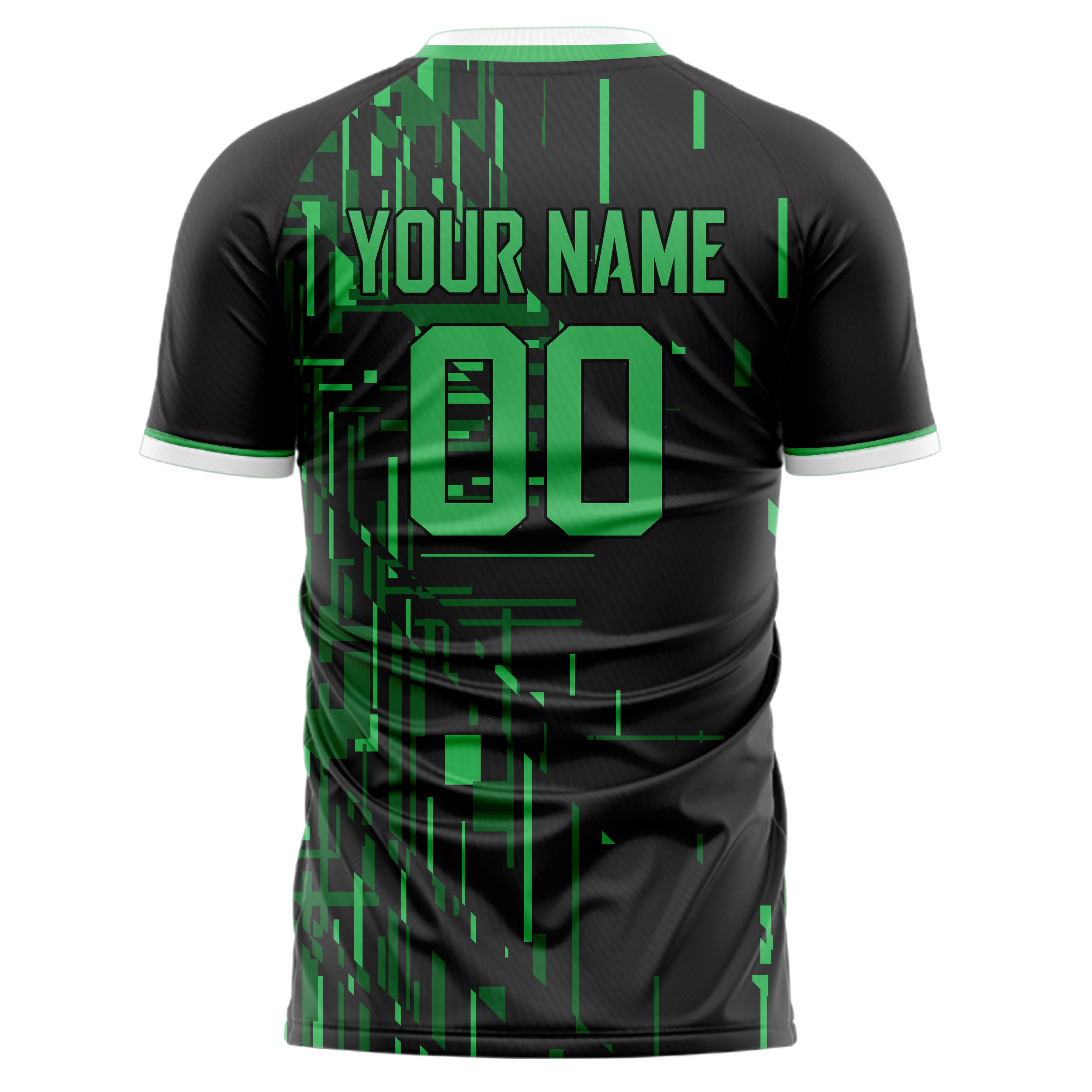 Personalized Black & Green Pattern Soccer Jersey