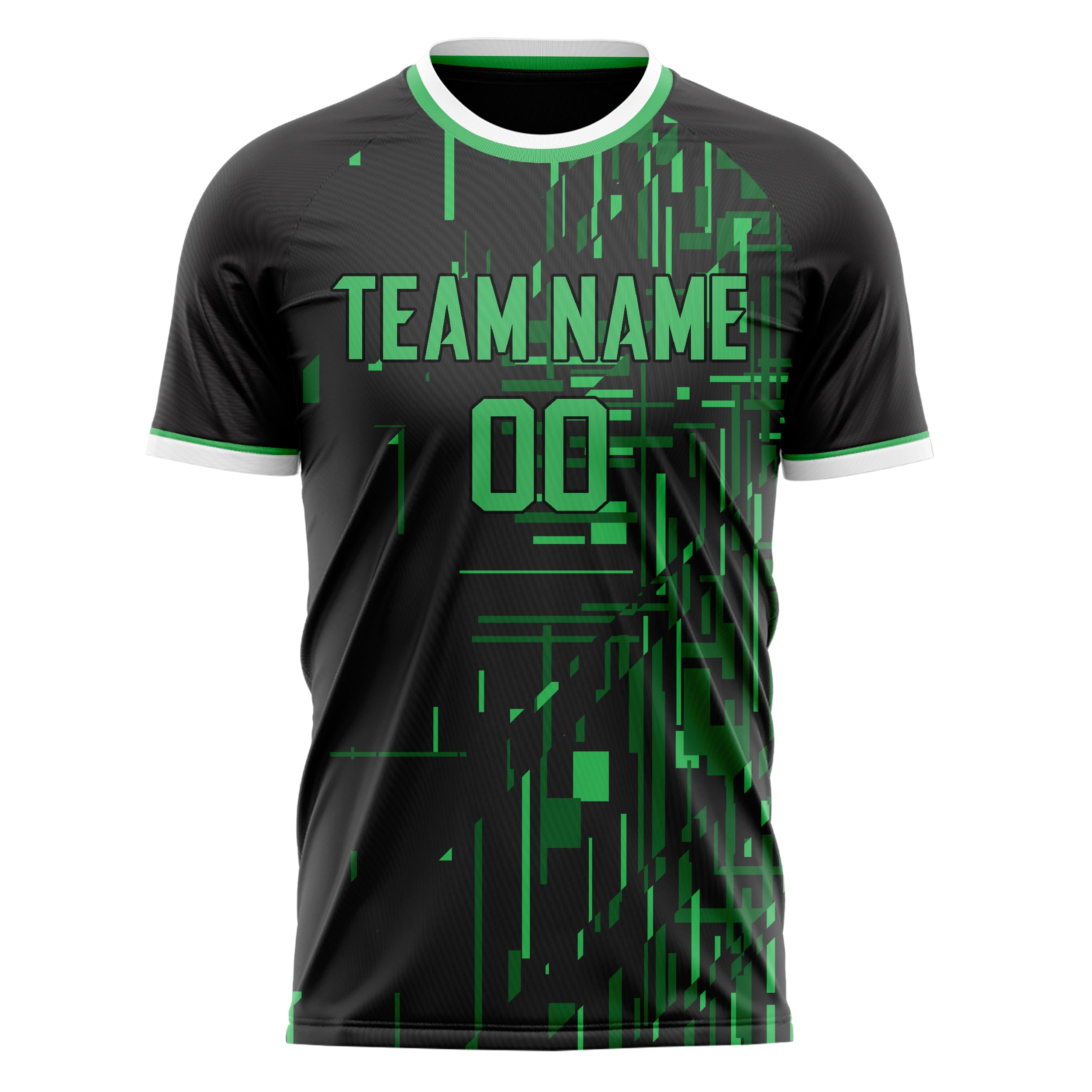 Personalized Black & Green Pattern Soccer Jersey