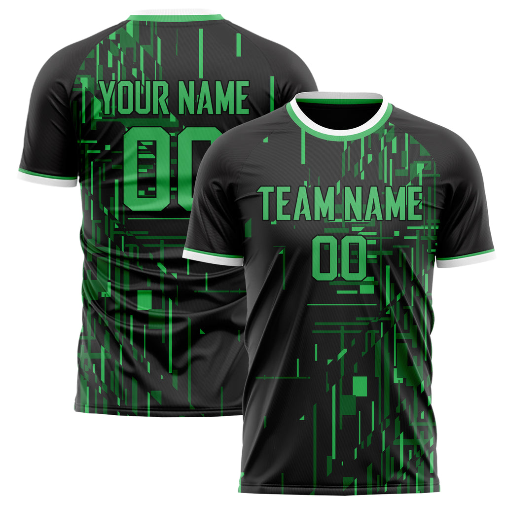 Personalized Black & Green Pattern Soccer Jersey