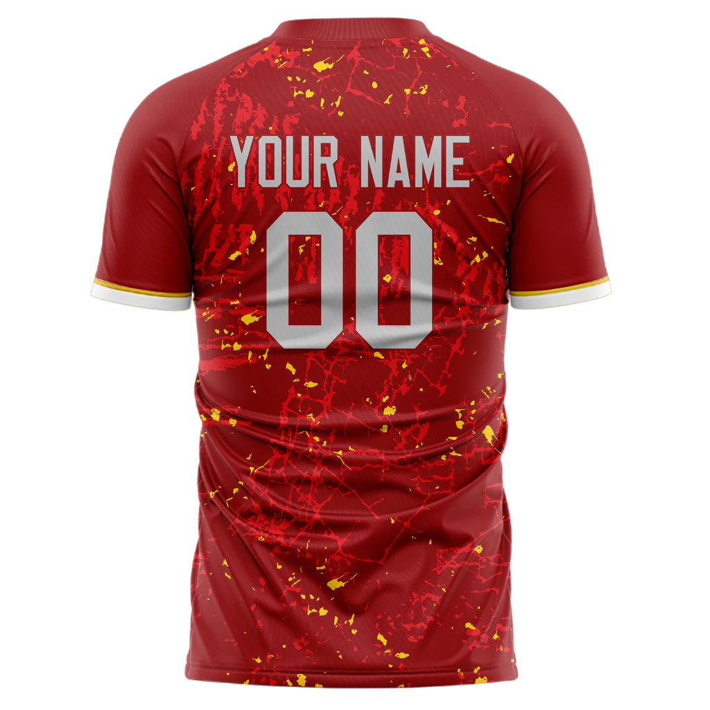 Personalized Red & Gold Pattern Soccer Jersey