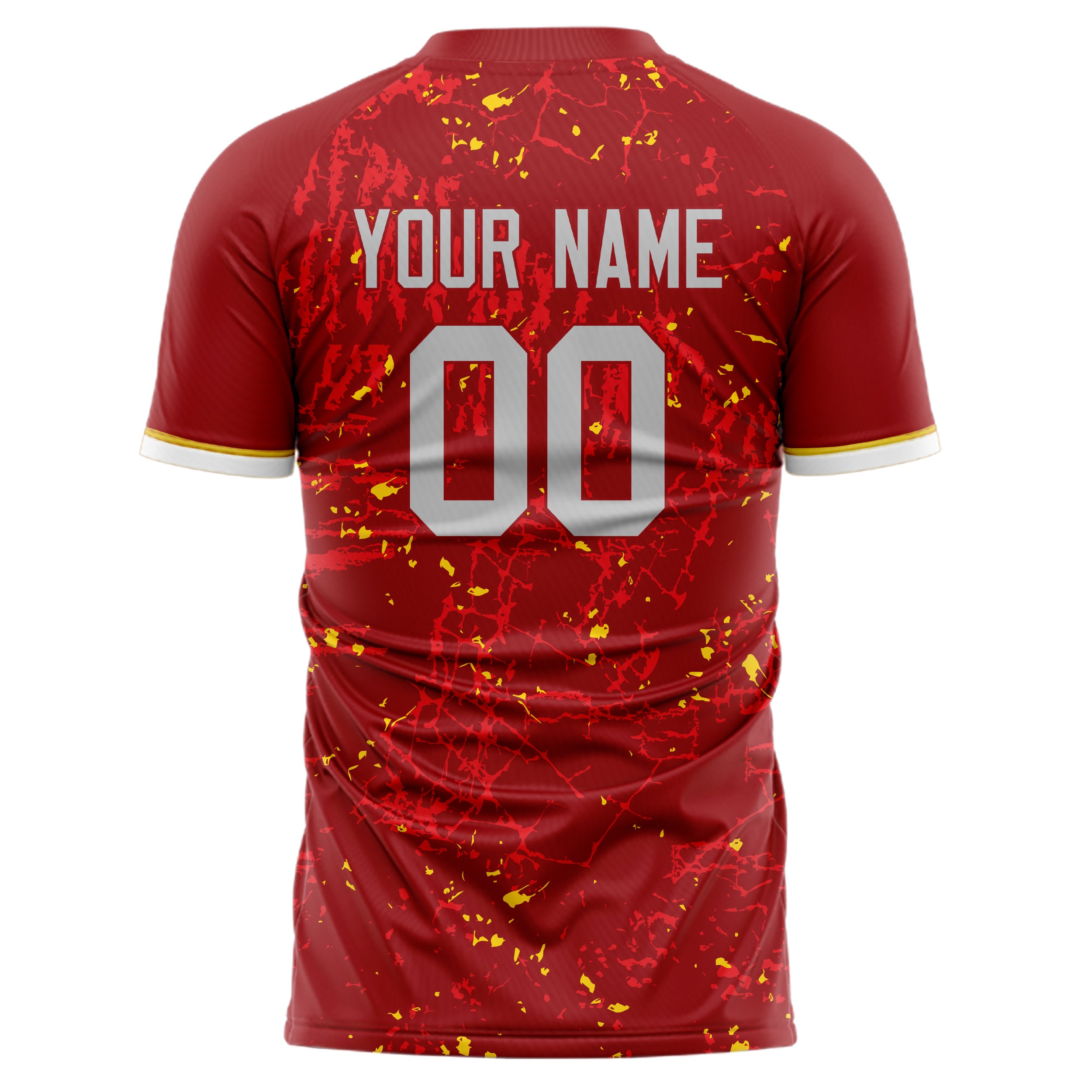 Personalized Red & Gold Pattern Soccer Jersey