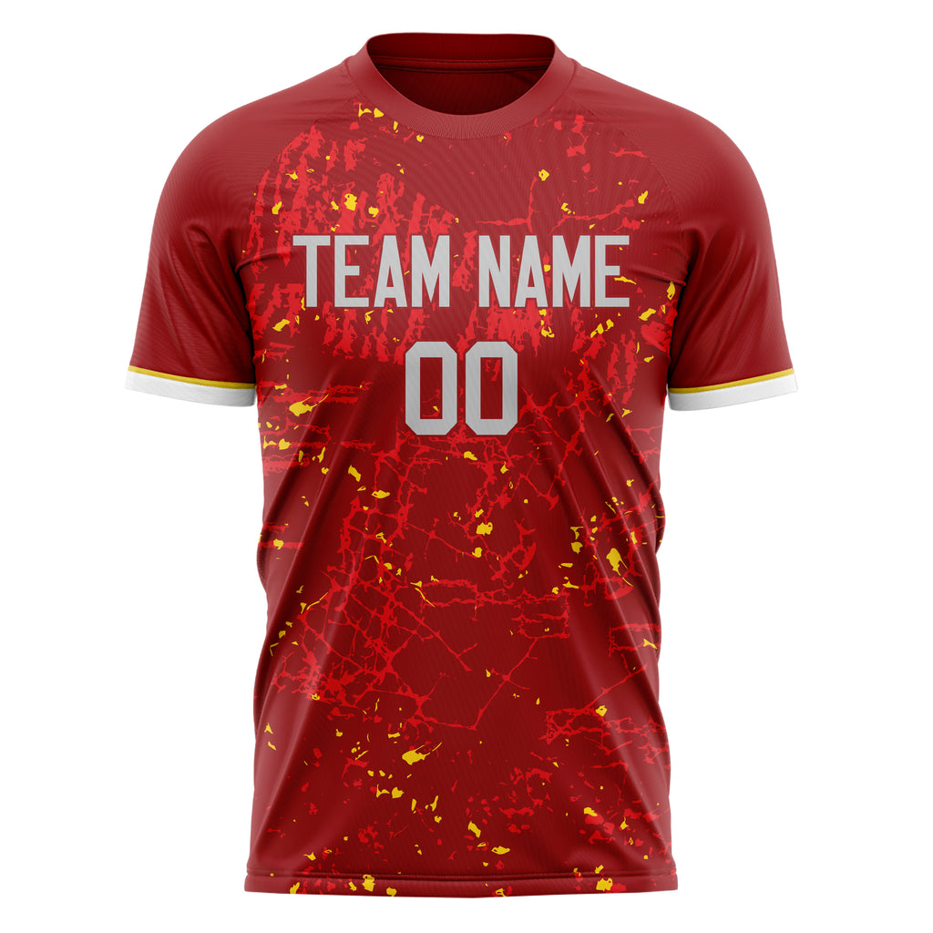 Personalized Red & Gold Pattern Soccer Jersey