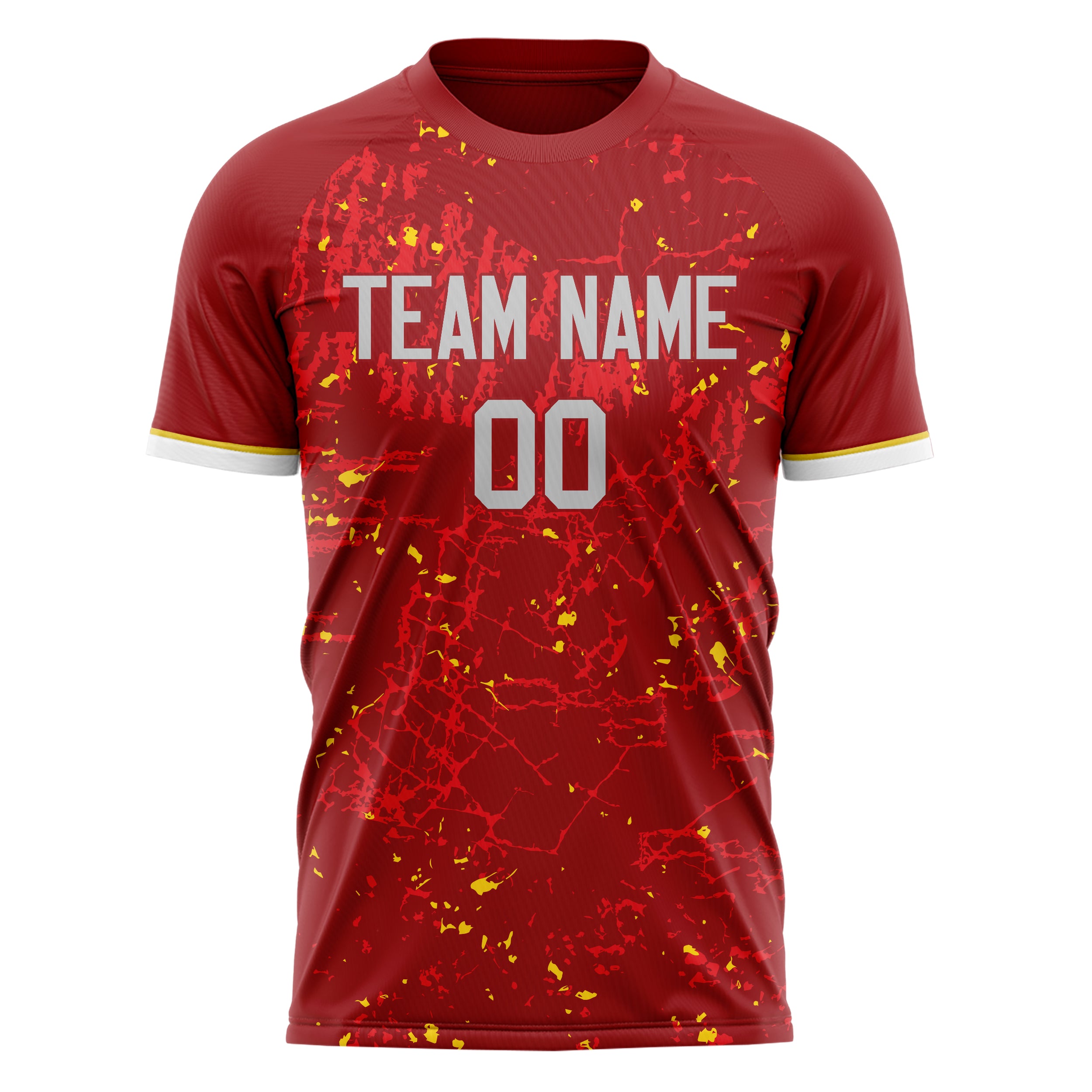 Personalized Red & Gold Pattern Soccer Jersey