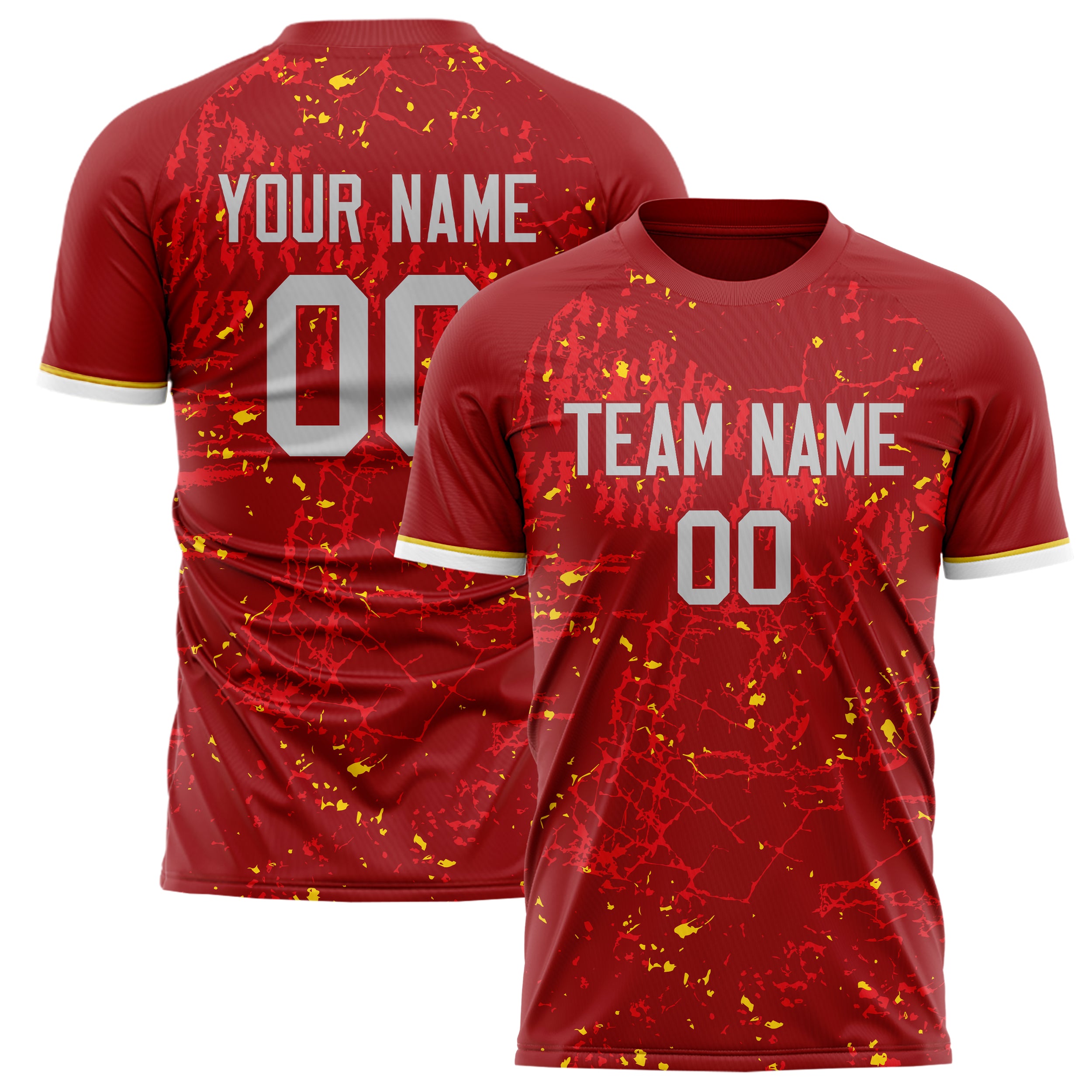 Personalized Red & Gold Pattern Soccer Jersey