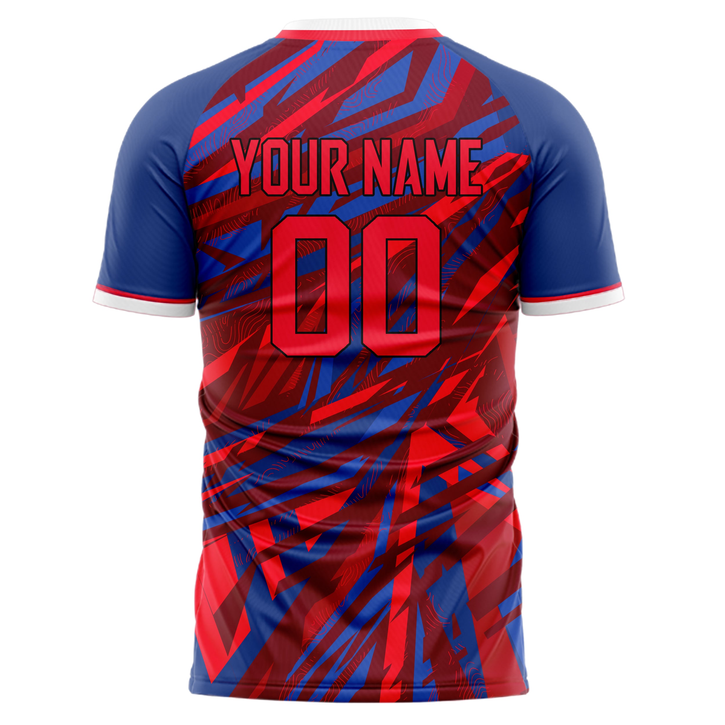 Personalized Red & Royal Pattern Soccer Jersey