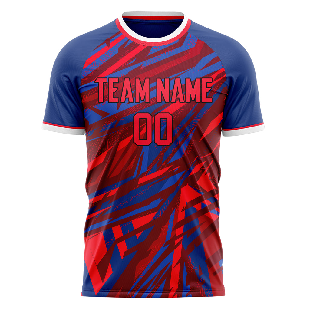 Personalized Red & Royal Pattern Soccer Jersey