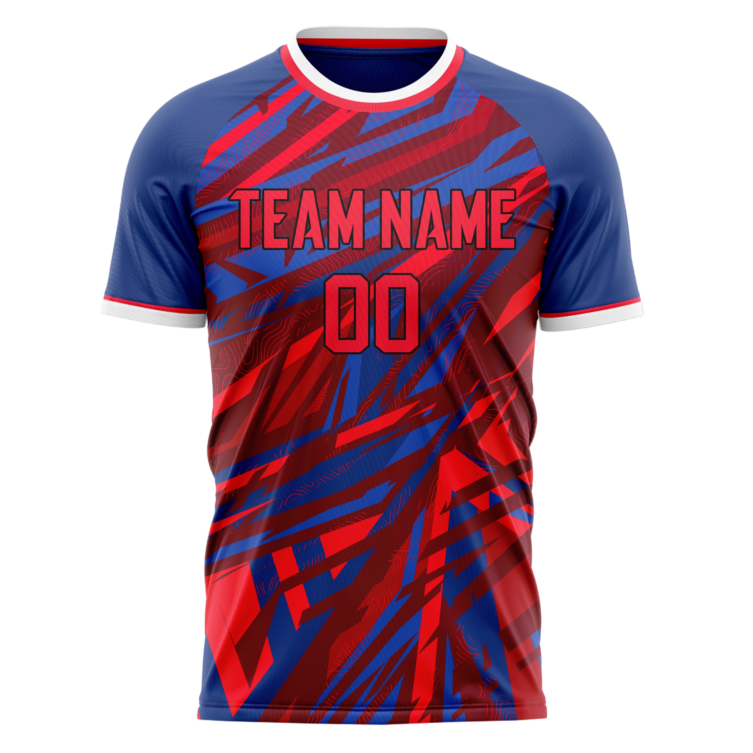 Personalized Red & Royal Pattern Soccer Jersey