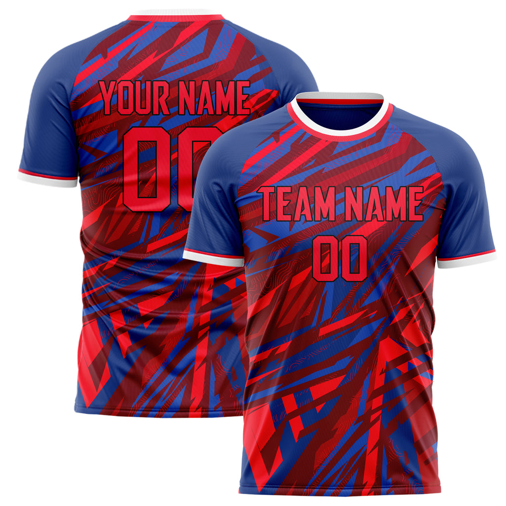 Personalized Red & Royal Pattern Soccer Jersey