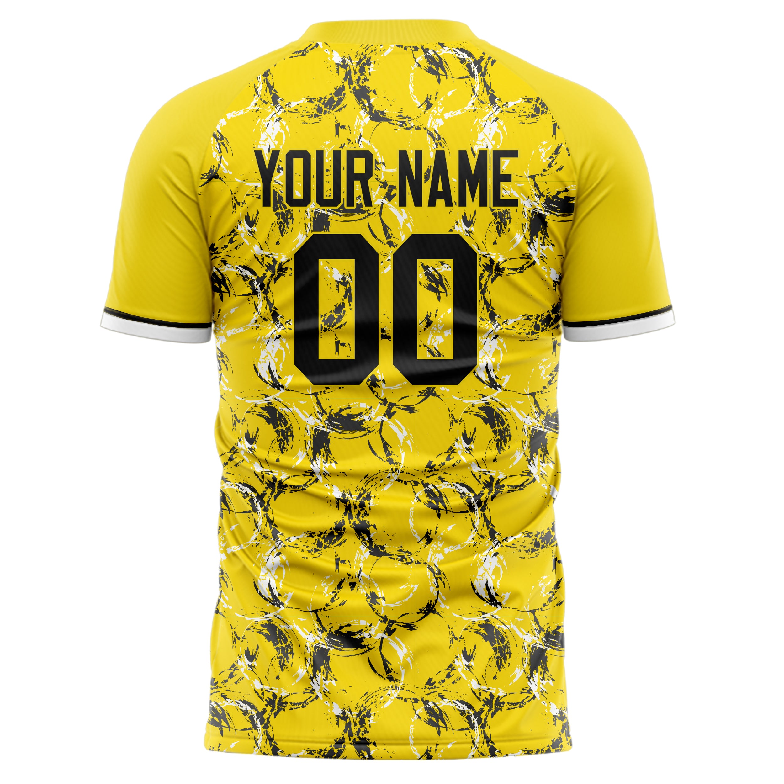 Personalized Yellow & Black Pattern Soccer Jersey