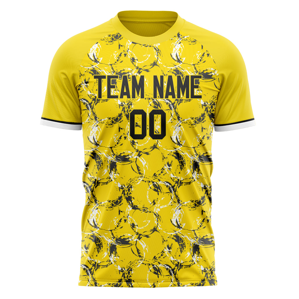 Personalized Yellow & Black Pattern Soccer Jersey