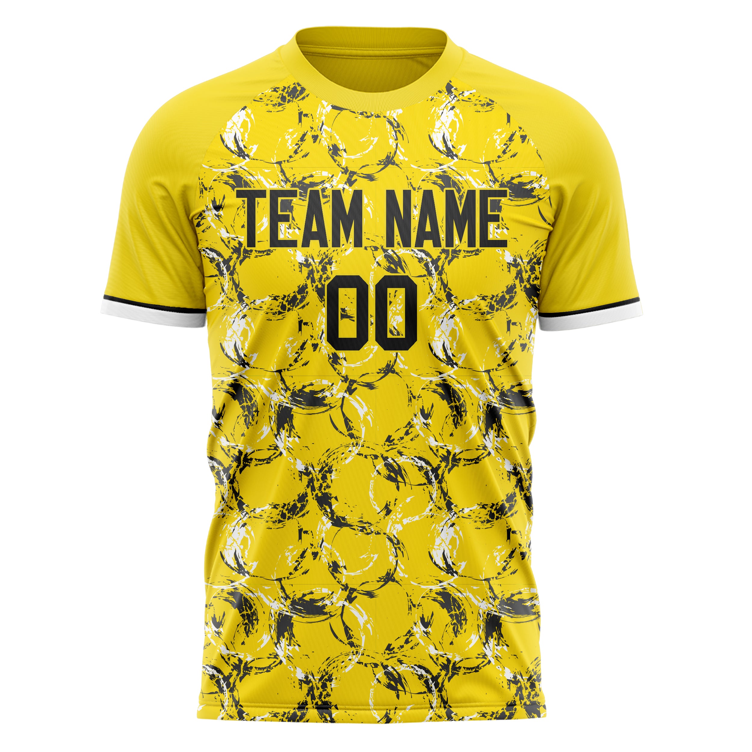 Personalized Yellow & Black Pattern Soccer Jersey