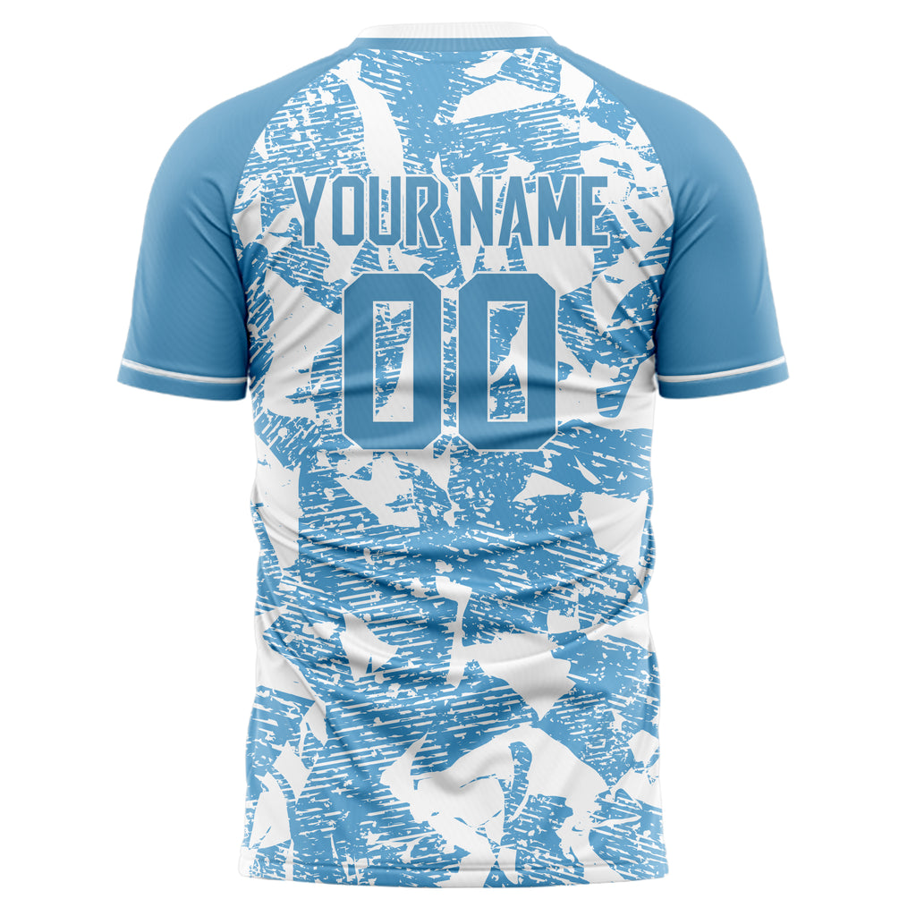 Personalized Light Blue & White Pattern Soccer Jersey