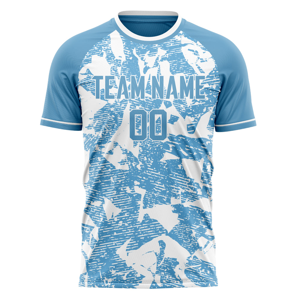 Personalized Light Blue & White Pattern Soccer Jersey