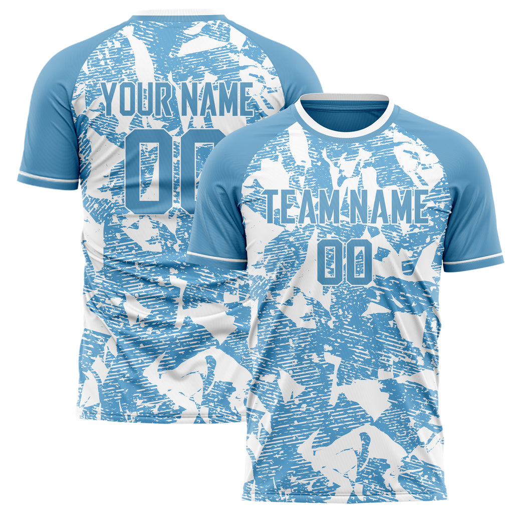 Personalized Light Blue & White Pattern Soccer Jersey