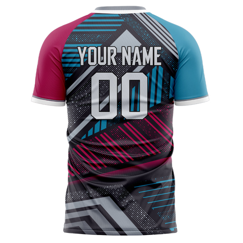 Personalized Gray & Blue Pattern Soccer Jersey