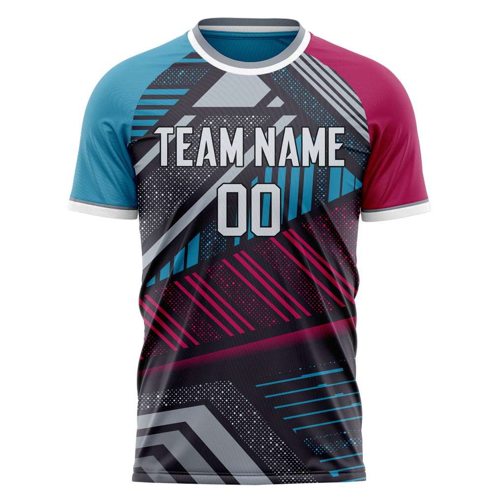 Personalized Gray & Blue Pattern Soccer Jersey