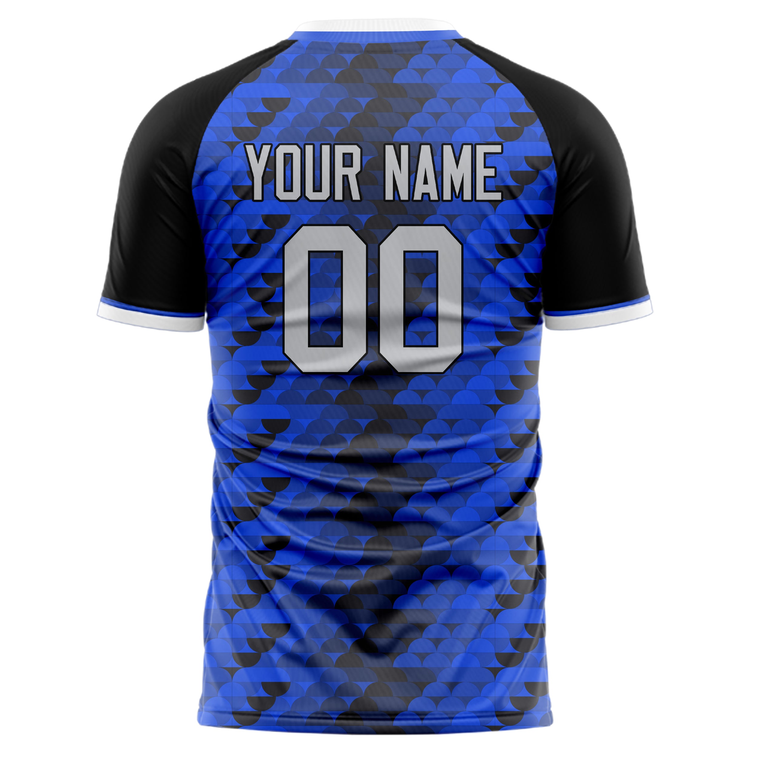 Personalized Blue & Black Pattern Soccer Jersey