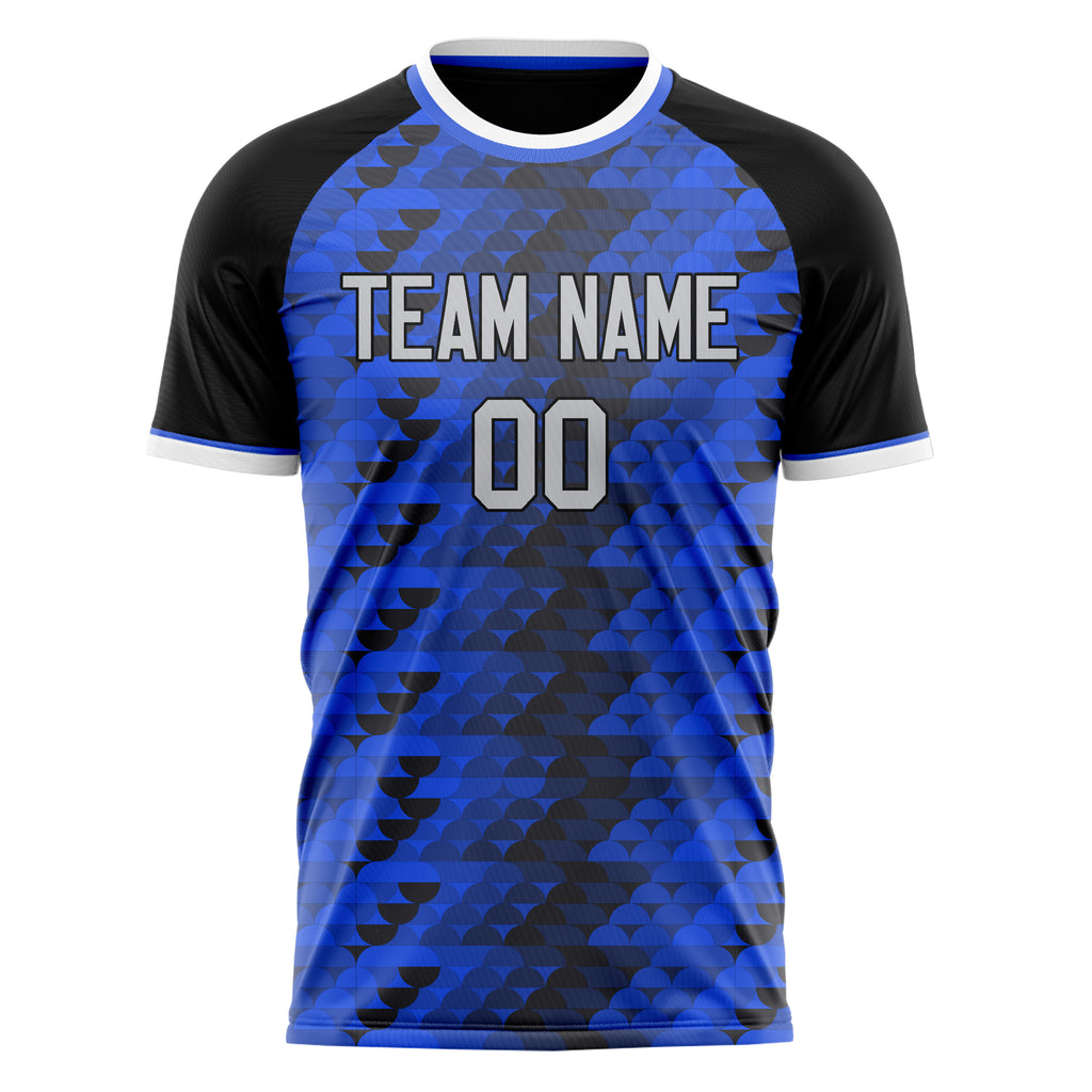 Personalized Blue & Black Pattern Soccer Jersey