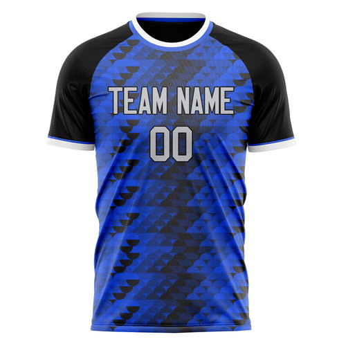 Personalized Blue & Black Pattern Soccer Jersey