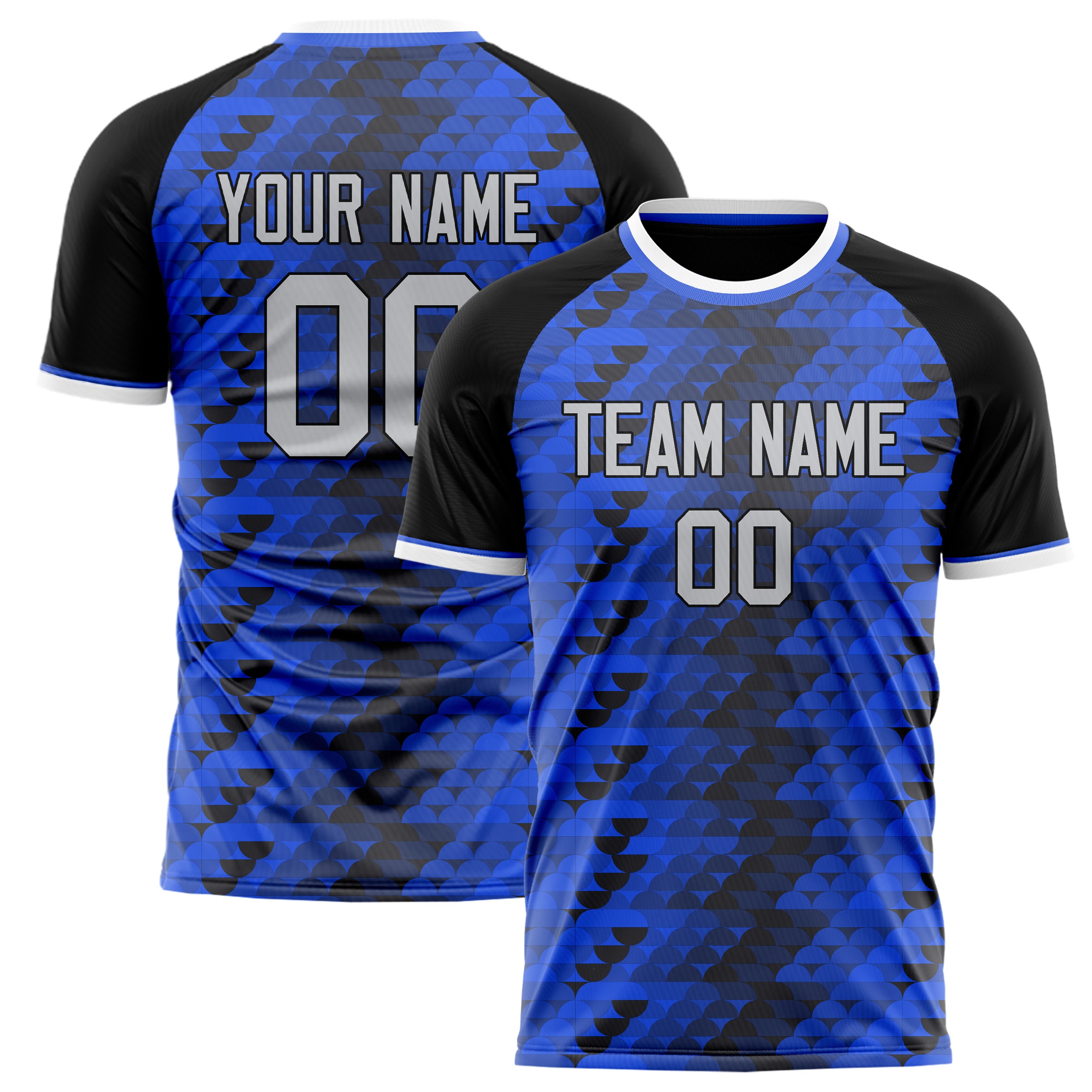 Personalized Blue & Black Pattern Soccer Jersey
