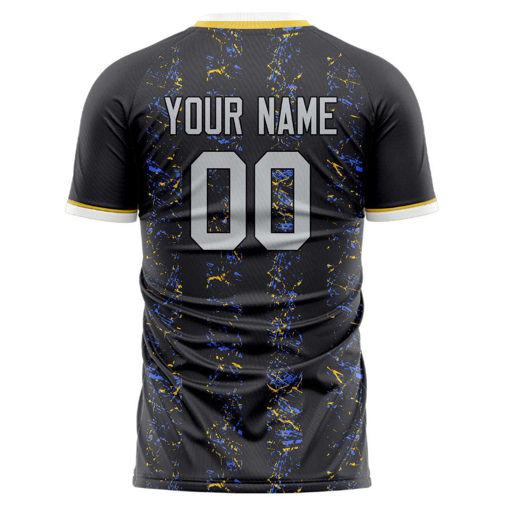 Personalized Black & Gray Pattern Soccer Jersey